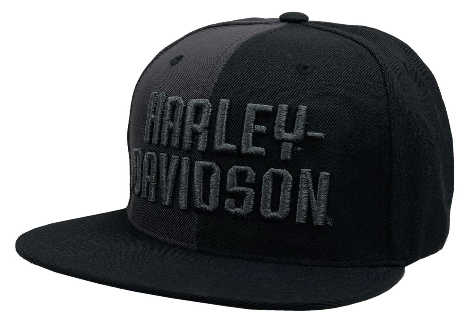 Harley-Davidson Men's Two Tone Snapback Flat Brim Baseball Cap - Black & Gray - Wisconsin Harley-Davidson