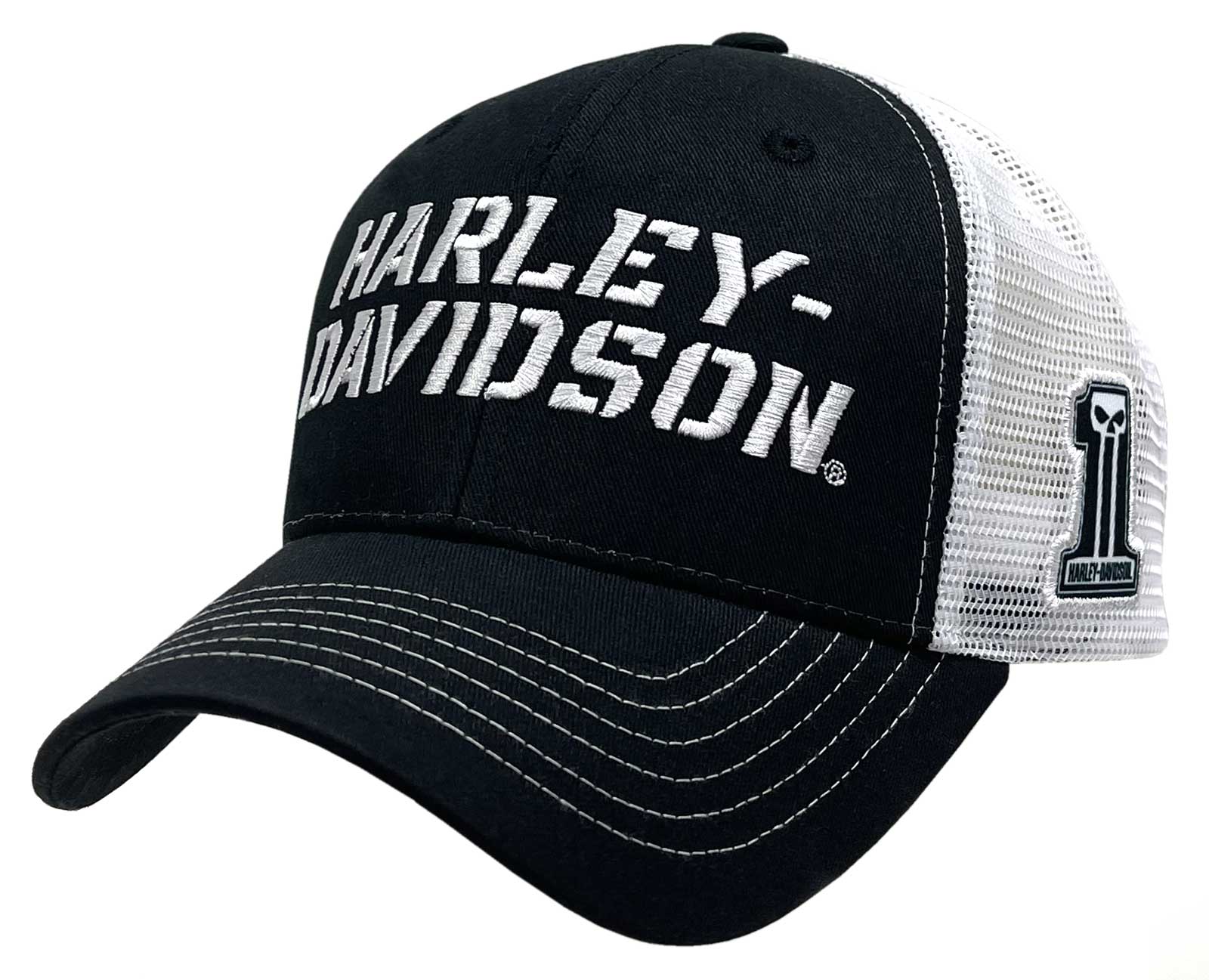 Harley-Davidson Men's Dark Grit H-D Snapback Colorblocked Mesh Trucker Hat - Wisconsin Harley-Davidson