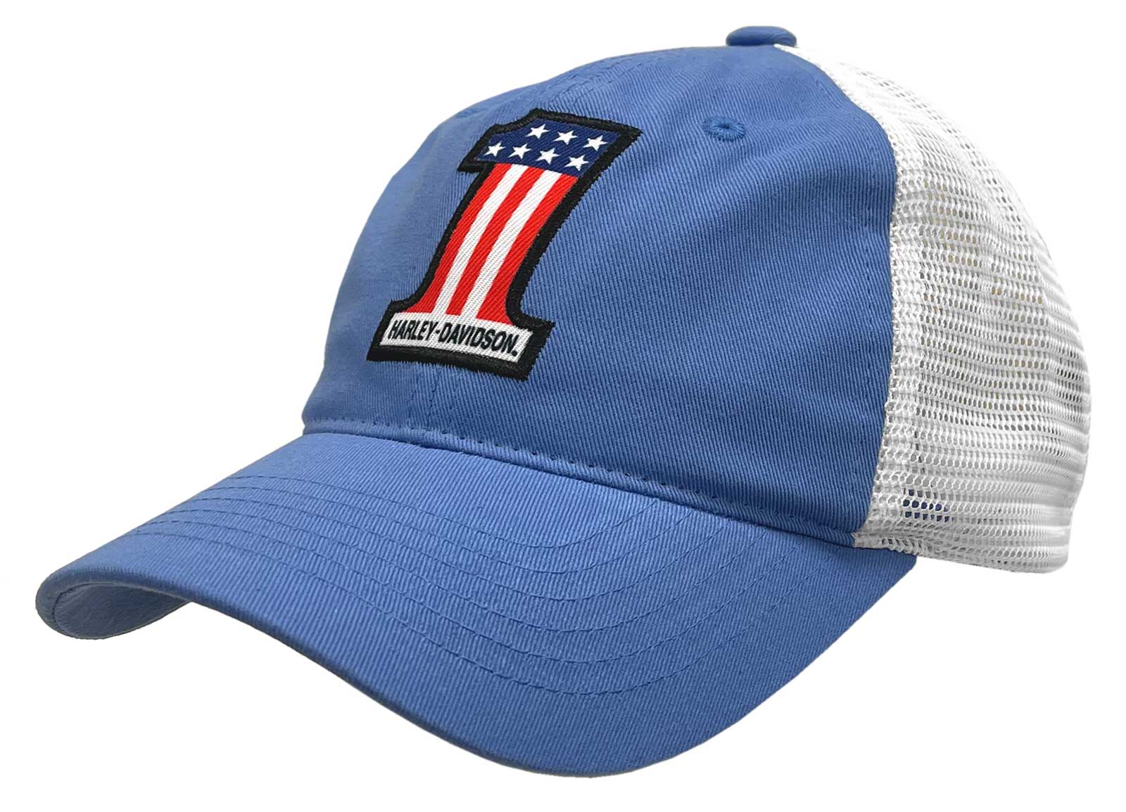 80s90s usa製 デニムHARLEY-DAVIDSONキャップ ハーレー Harley-Davidson® Men's #1 RWB Logo Snapback Colorblocked Mesh