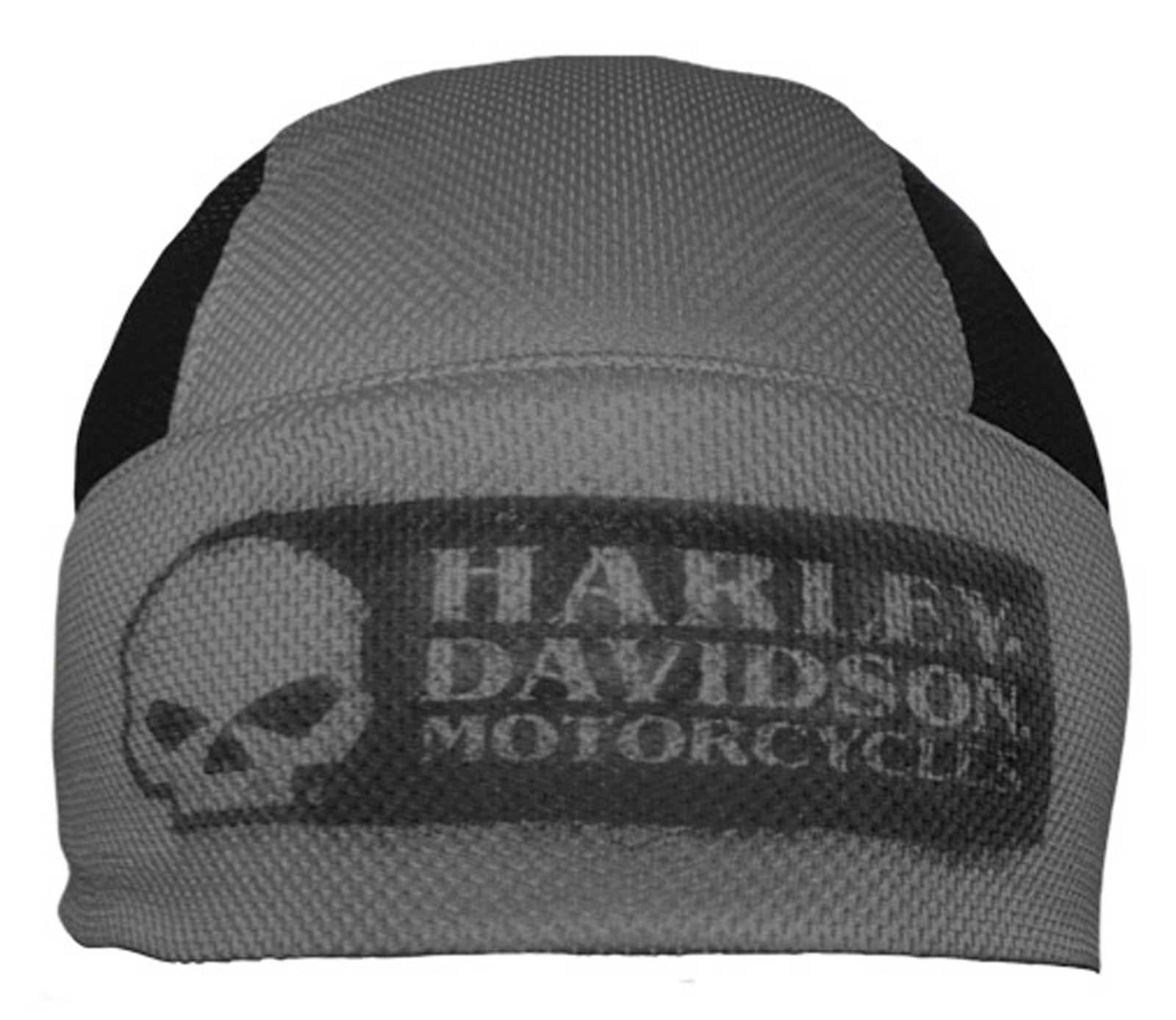 Harley-Davidson Men's Grunge Skull Polyester Colorblocked Skull Cap - Gray/Black - Wisconsin Harley-Davidson