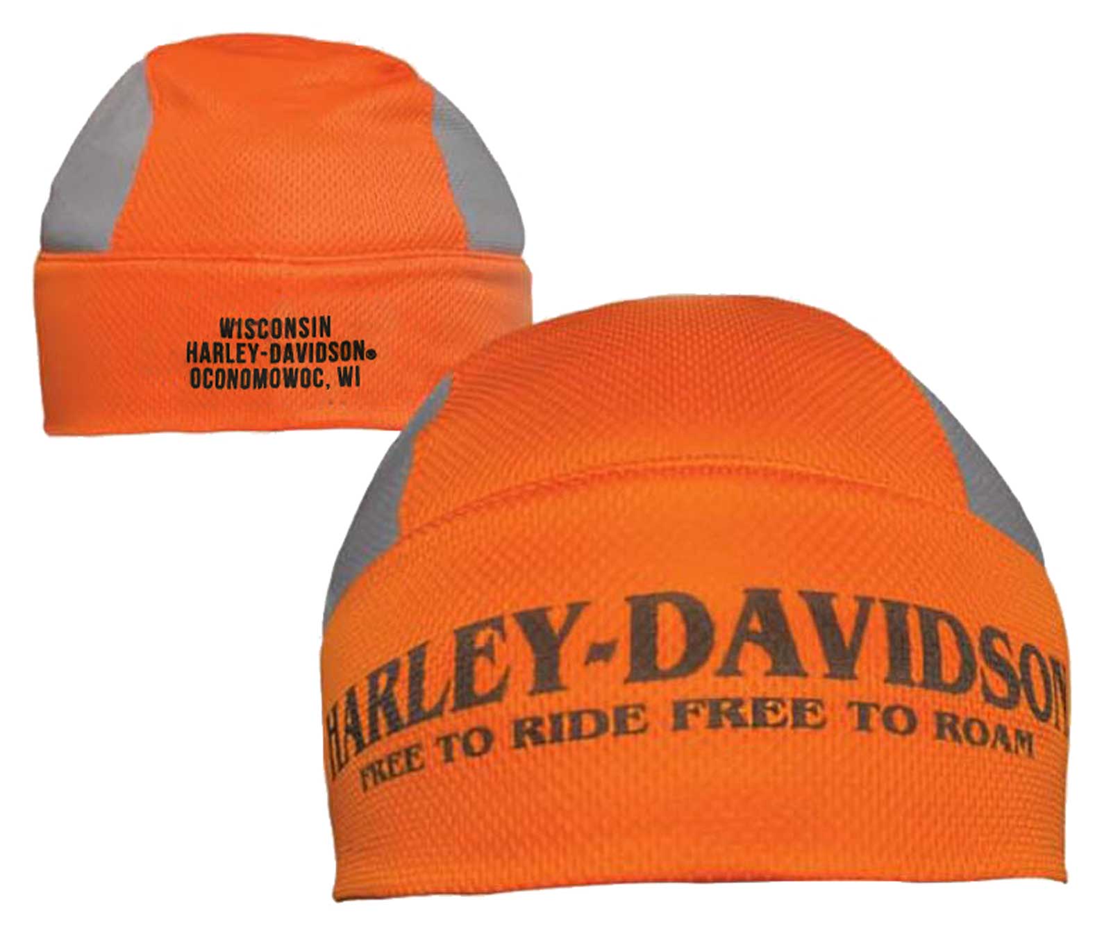 Harley-Davidson Free Shipping - Harley-Davidson Men's Free To Ride Polyester Colorblocked Skull Cap- Orange/Gray - Free Shipping on many products plus Orders Over $99