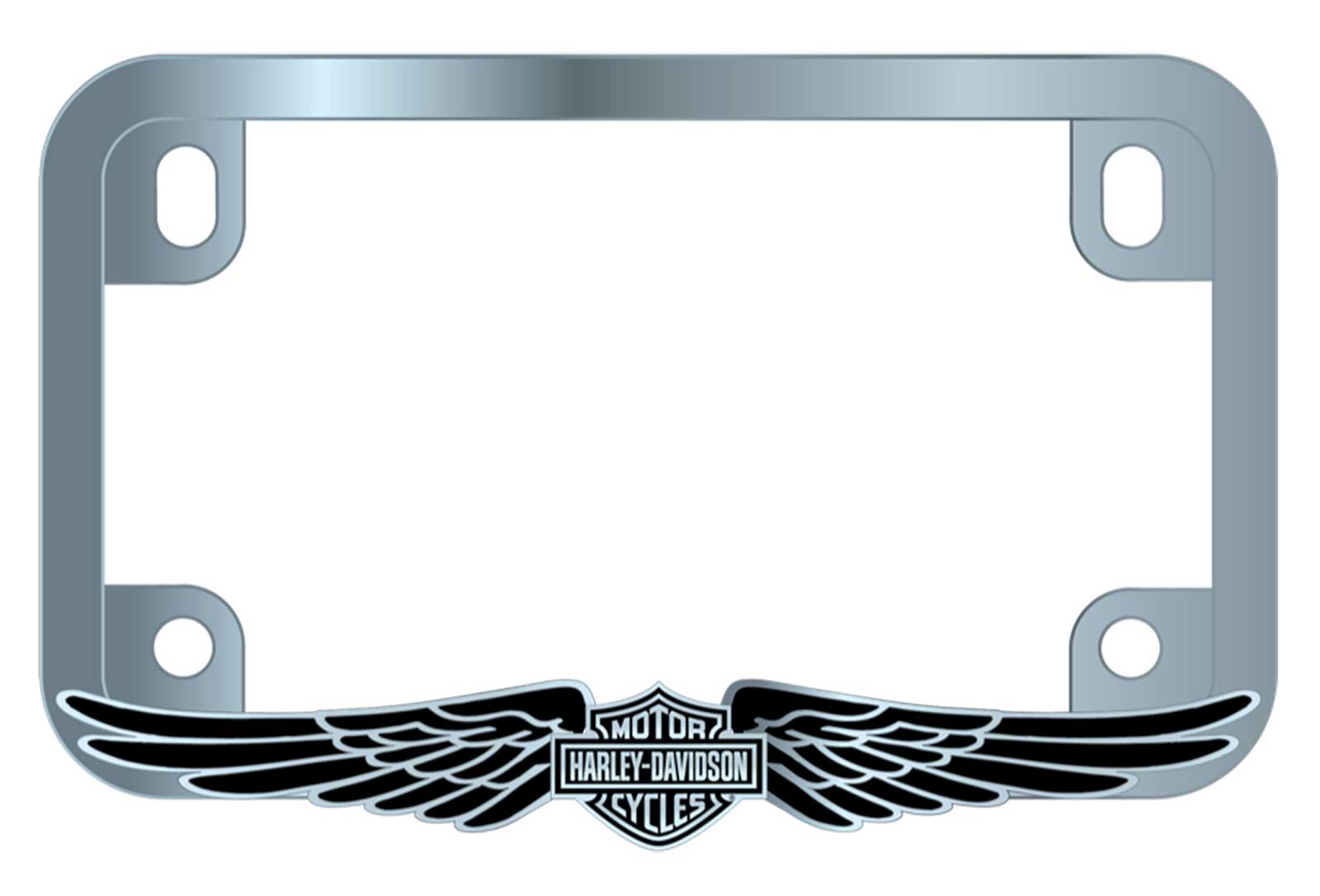 Harley-Davidson Wing Bar & Shield Motorcycle License Plate Frame, Premium Metal - Wisconsin Harley-Davidson