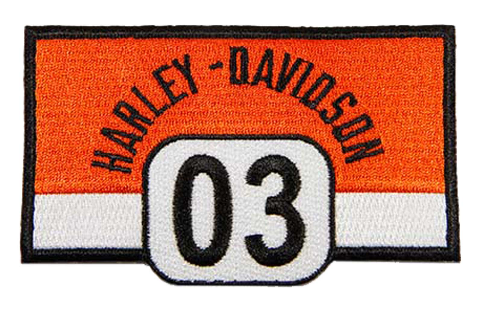 Harley-Davidson 4 in. Embroidered Bold '03 H-D Emblem Sew-On Patch - Orange - Wisconsin Harley-Davidson