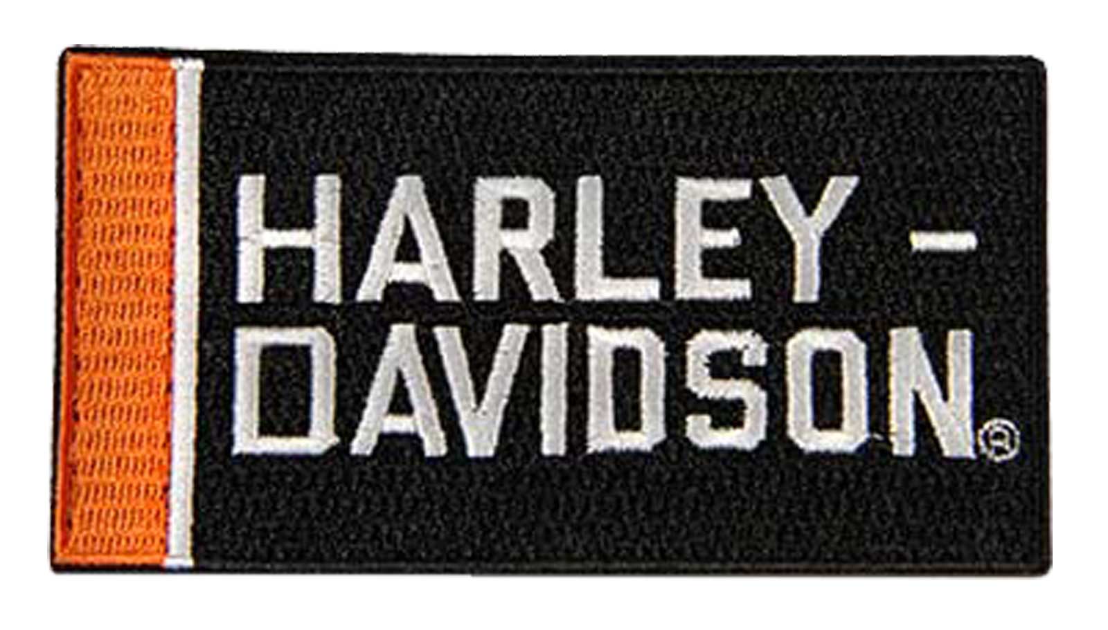 Harley-Davidson 4 in. Embroidered Bold Orange Bar Emblem Sew-On Patch - Black - Wisconsin Harley-Davidson