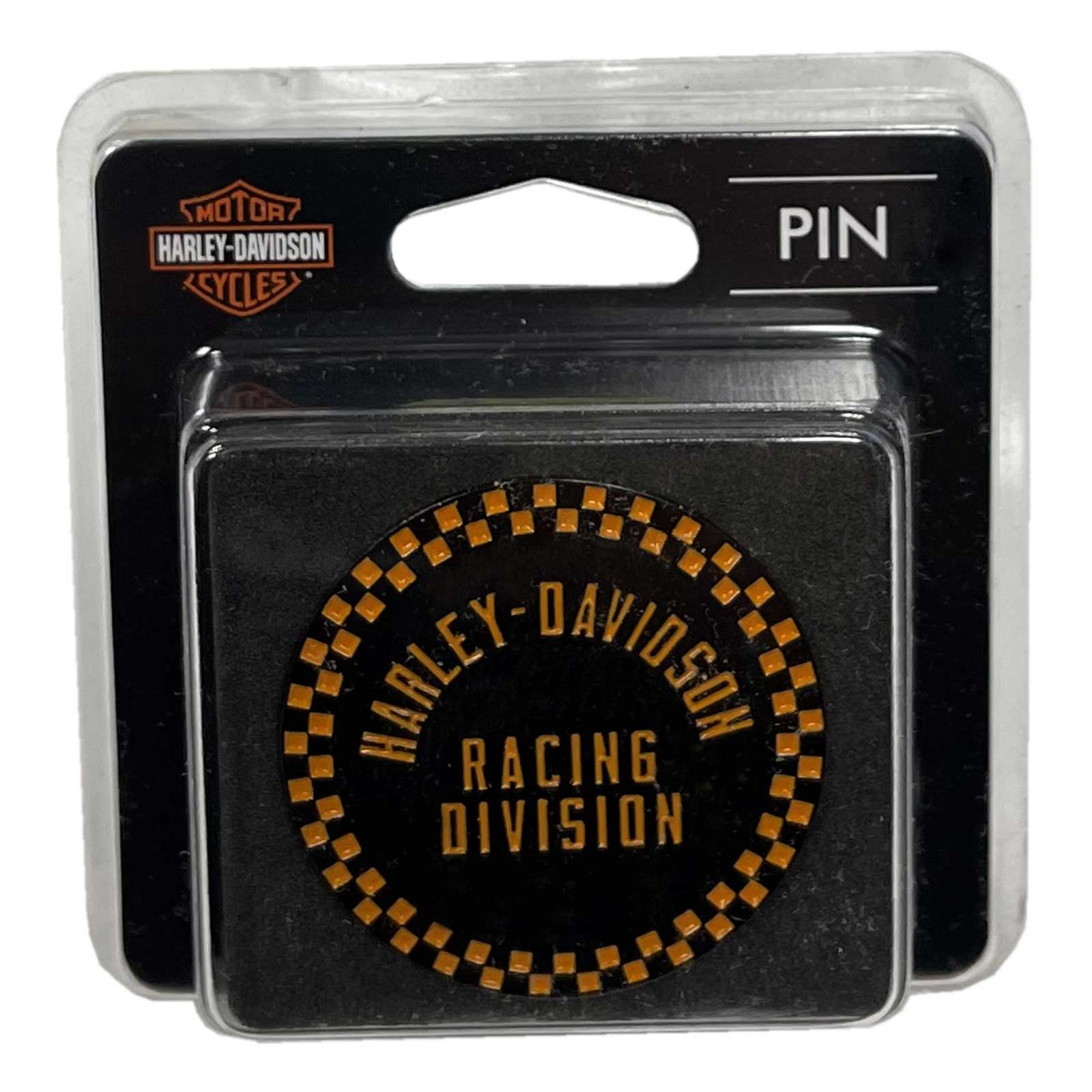 Harley-Davidson Free Shipping - Harley-Davidson 1.5 inch. Racing Checkered Round Metal Pin, Black & Orange - Free Shipping on many products plus Orders Over $99