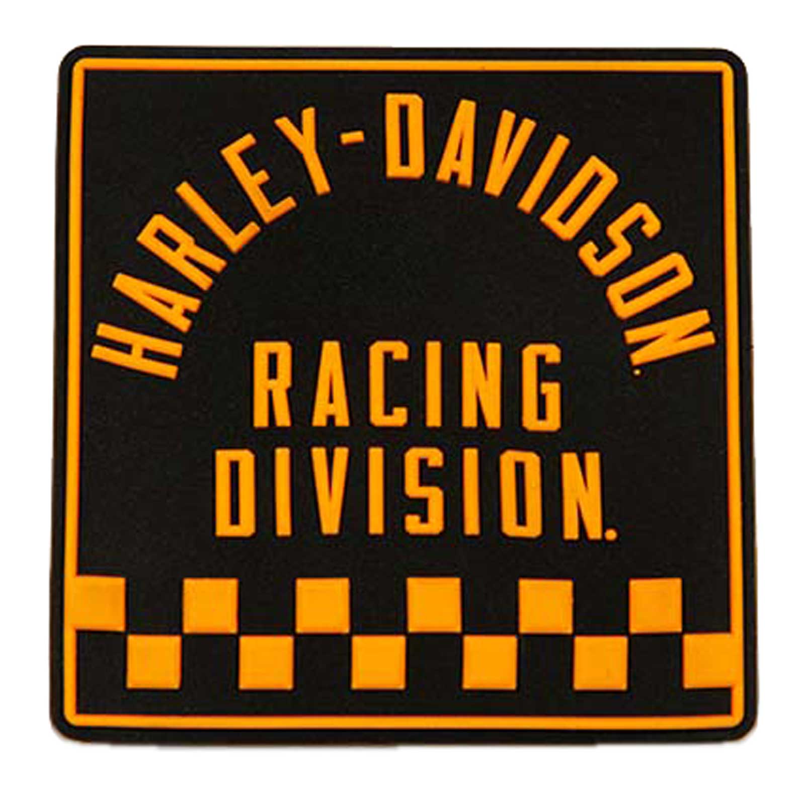 Harley-Davidson Embossed Racing Division Mile-Tile Rubber Magnet- Black & Orange - Wisconsin Harley-Davidson
