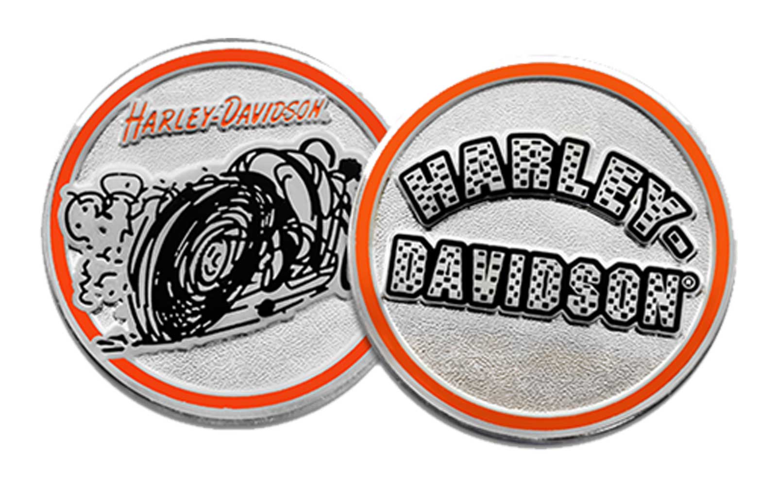 Harley-Davidson Doodle Rider Motorcycle Metal Challenge Coin - 1.75 in. - Silver - Wisconsin Harley-Davidson