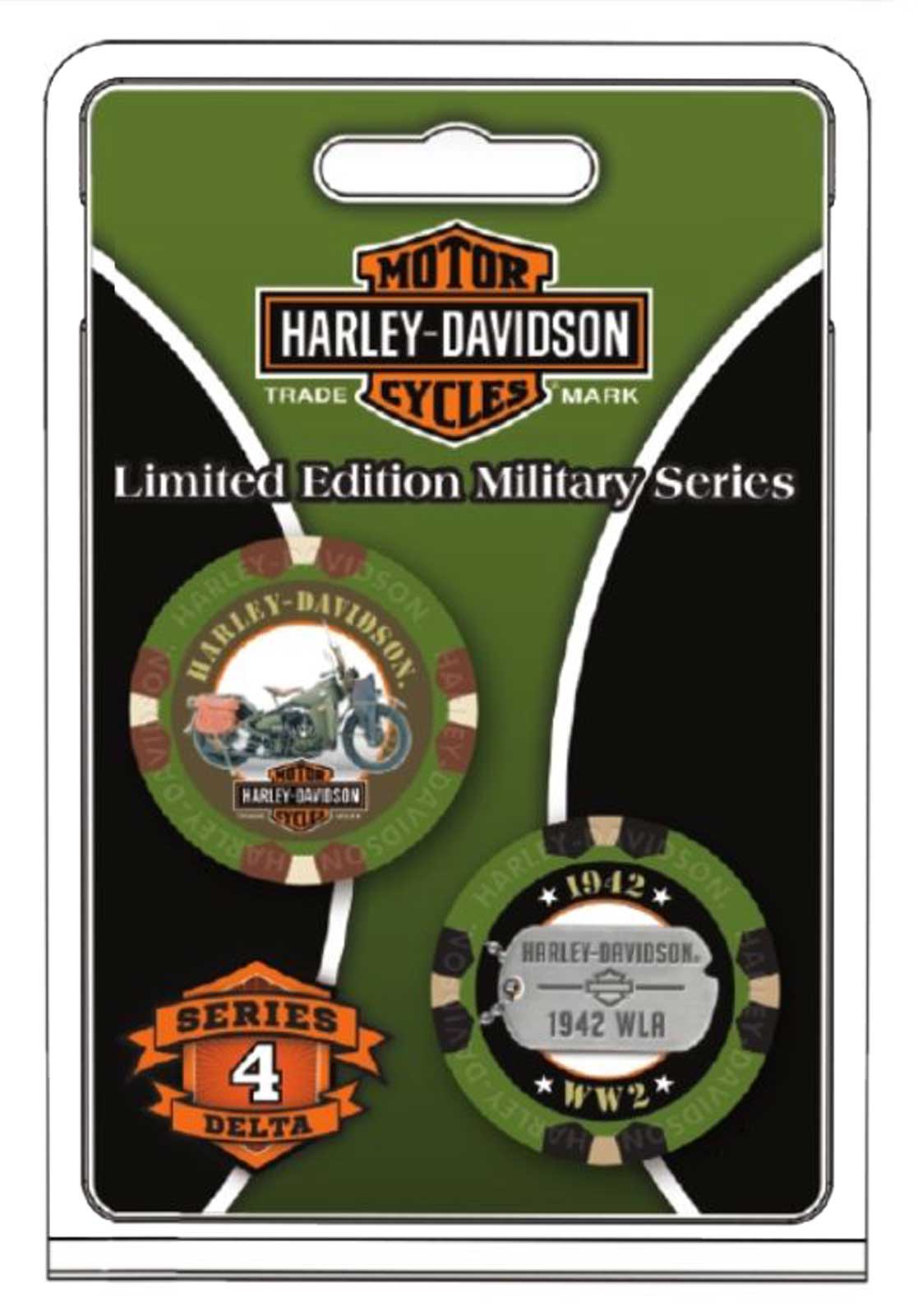 Harley-Davidson Free Shipping - Harley-Davidson Military Series Delta 4 1942 WLA Collectible Poker Chips 6744 - Free Shipping on many products plus Orders Over $99