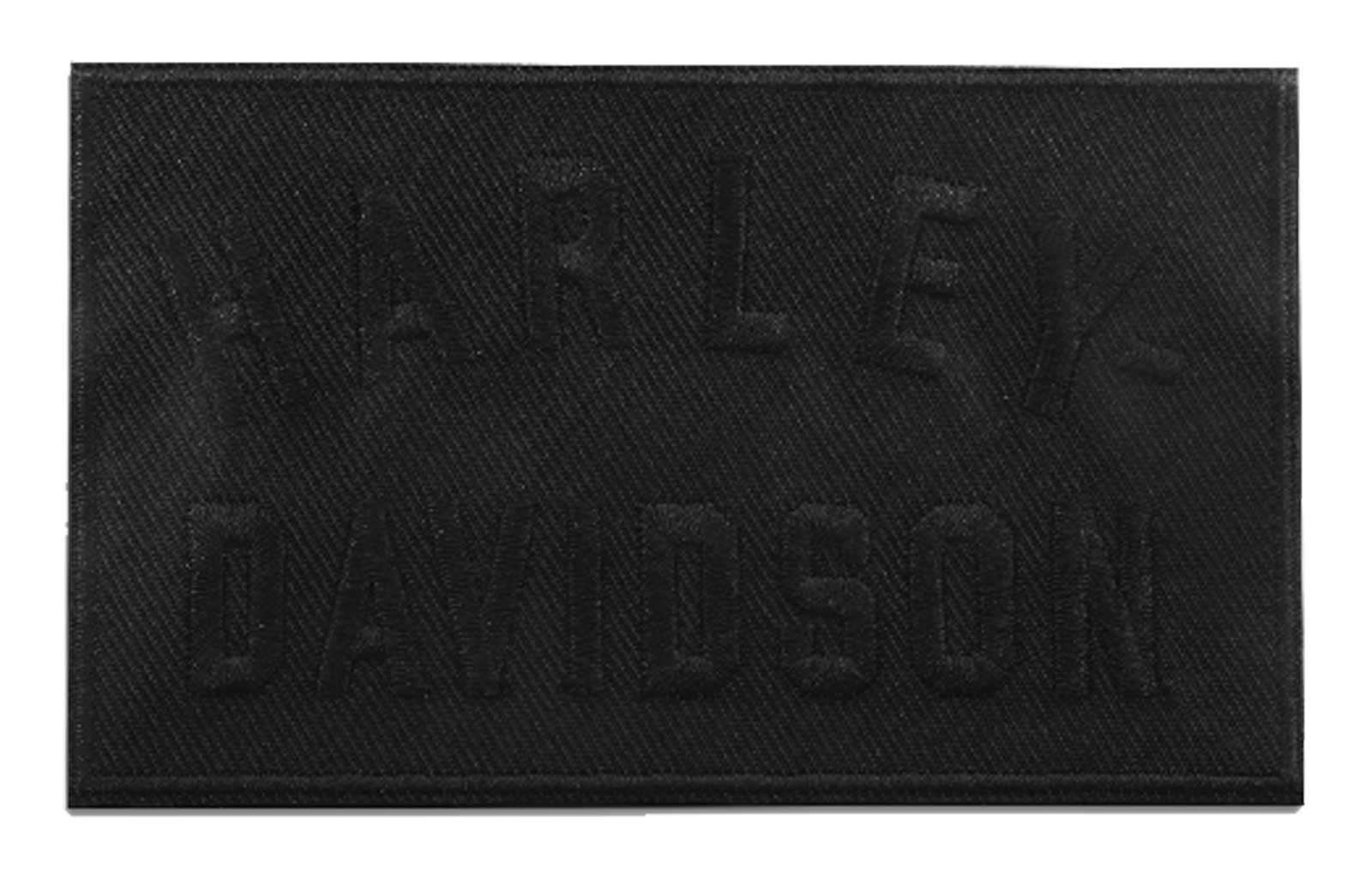 Harley-Davidson 4 in. Embroidered Minimal Black H-D Text Emblem Sew-On Patch - Wisconsin Harley-Davidson
