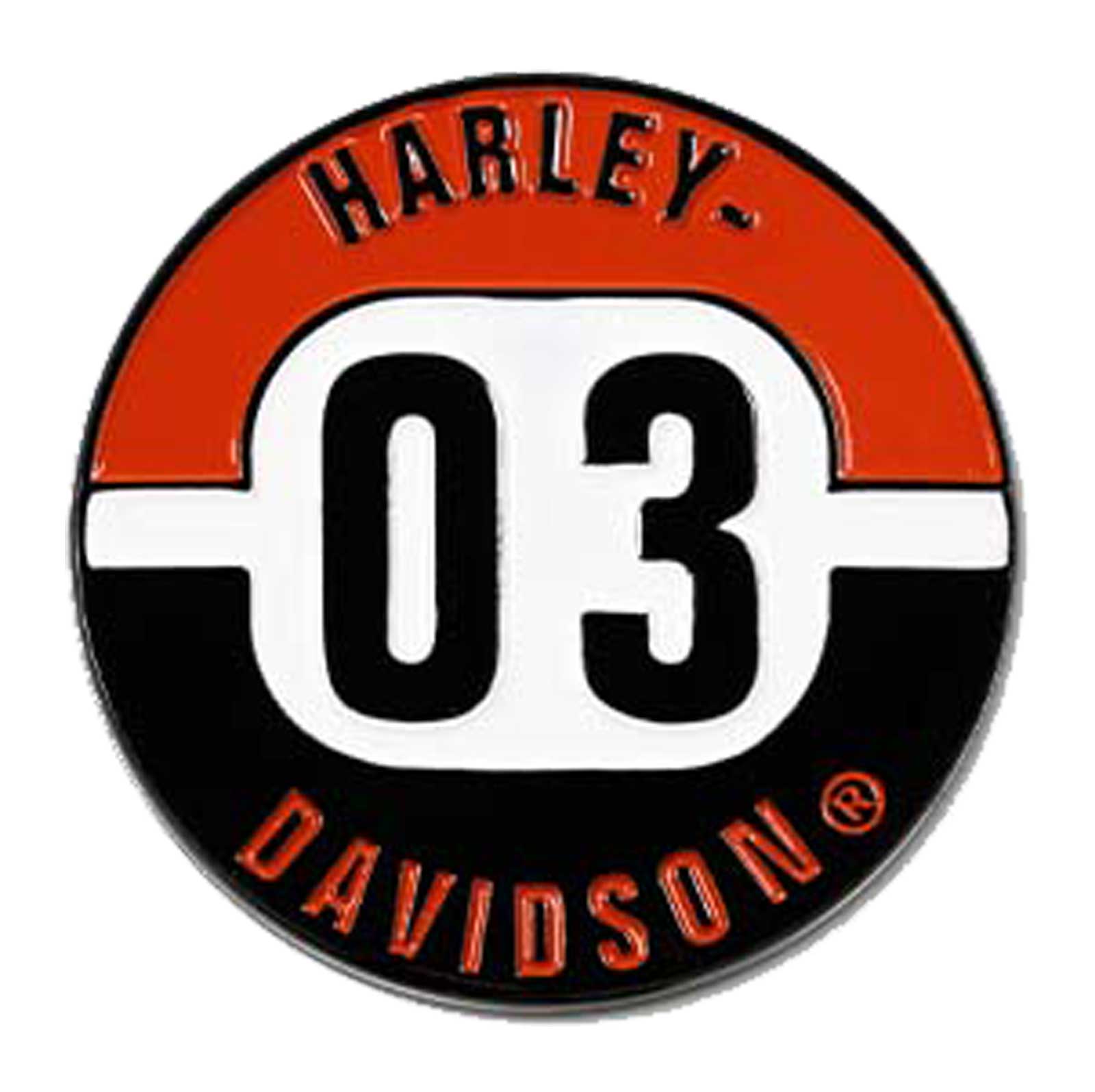 Harley-Davidson 1.5 inch. Bold '03 H-D Text Metal Pin, Gloss Black Finish - Wisconsin Harley-Davidson