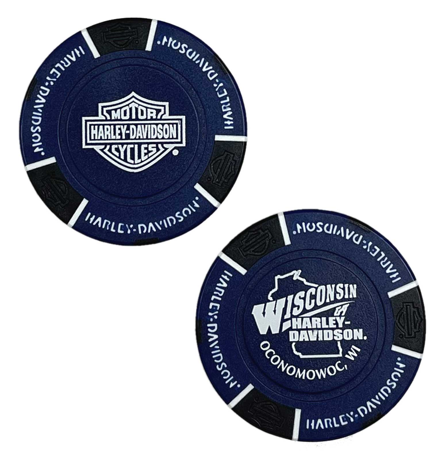 Harley-Davidson Custom Wisconsin Harley Poker Chip Collectible - Blue/Black - Wisconsin Harley-Davidson