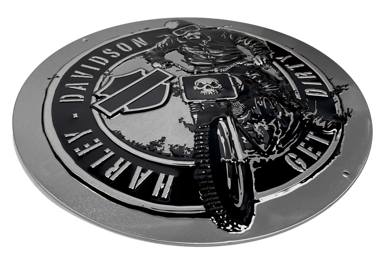 Harley-Davidson Free Shipping - Harley-Davidson Get Dirty Embossed Round Tin Sign, 14 inches - Gray & Black - Free Shipping on many products plus Orders Over $99