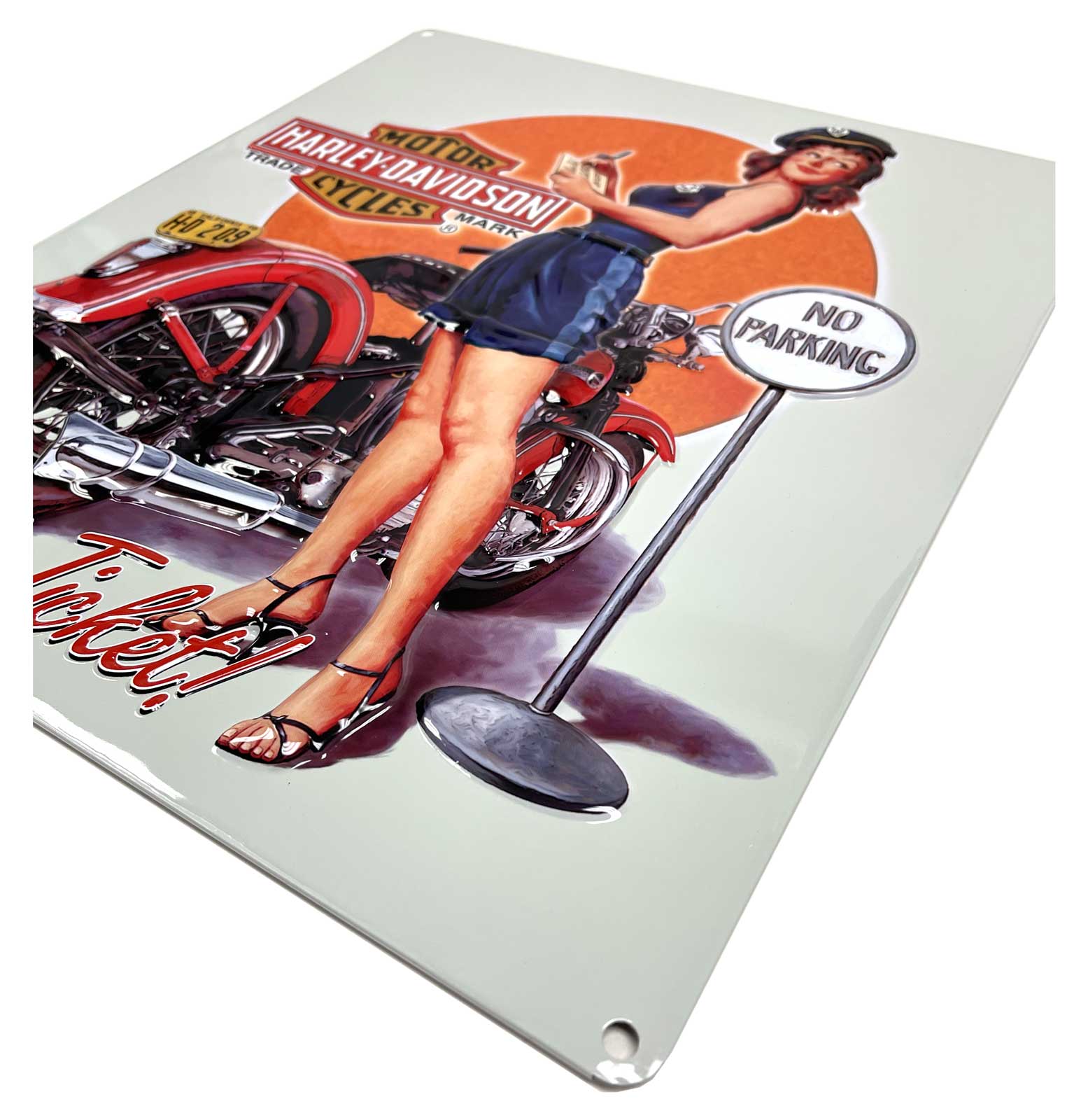 Harley-Davidson Free Shipping - Harley-Davidson Hot Ticket Babe Embossed Tin Sign, 13 x 15 inches - Gray - Free Shipping on many products plus Orders Over $99