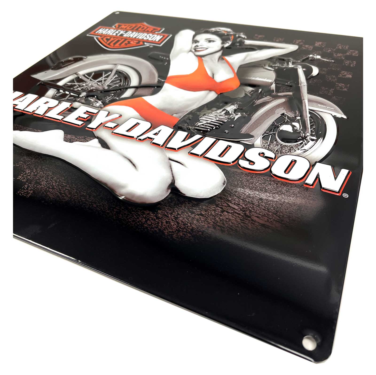 Harley-Davidson Free Shipping - Harley-Davidson Flash Back Babe Embossed Tin Sign, 14.5 x 14.5 inches - Black - Free Shipping on many products plus Orders Over $99