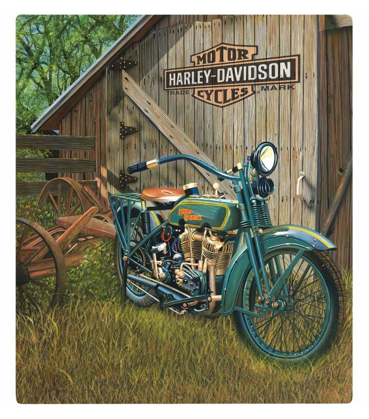 Harley-Davidson 1923 F-Head Twin Embossed Tin Sign, Rectangle 13 x 15 inches - Wisconsin Harley-Davidson