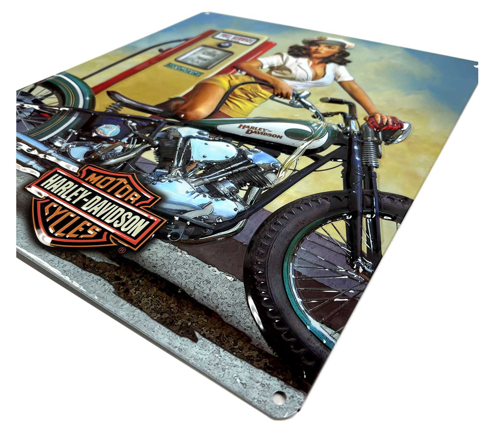 Harley-Davidson Free Shipping - Harley-Davidson Full Service Babe Embossed Tin Sign, Rectangle 13 x 15 inches - Free Shipping on many products plus Orders Over $99