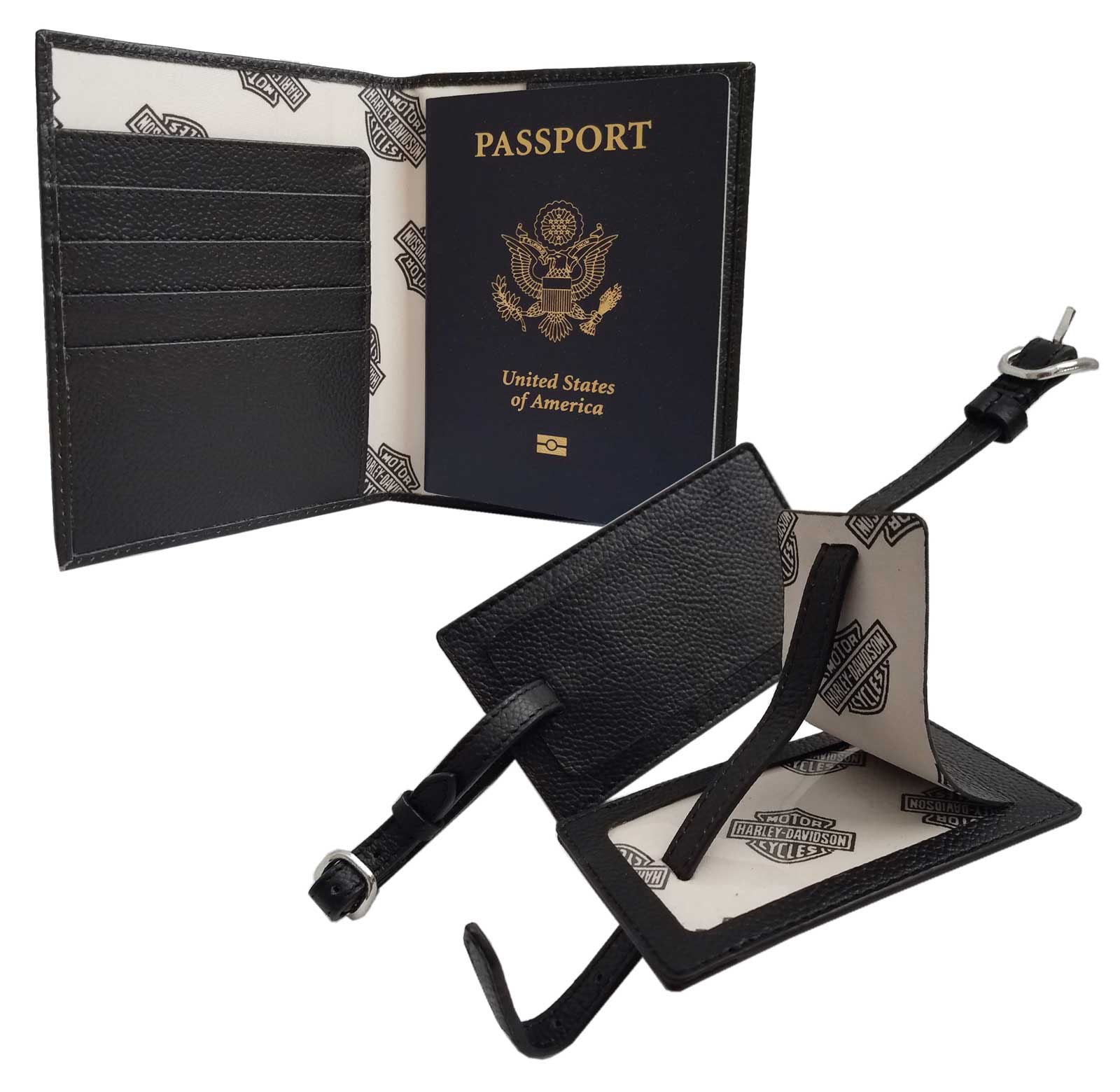 【HARLEY DAVIDSON】Classic Leather Bar & シールドパスケース Harley-Davidson® Bar & Shield Passport Holder & Luggage Tags