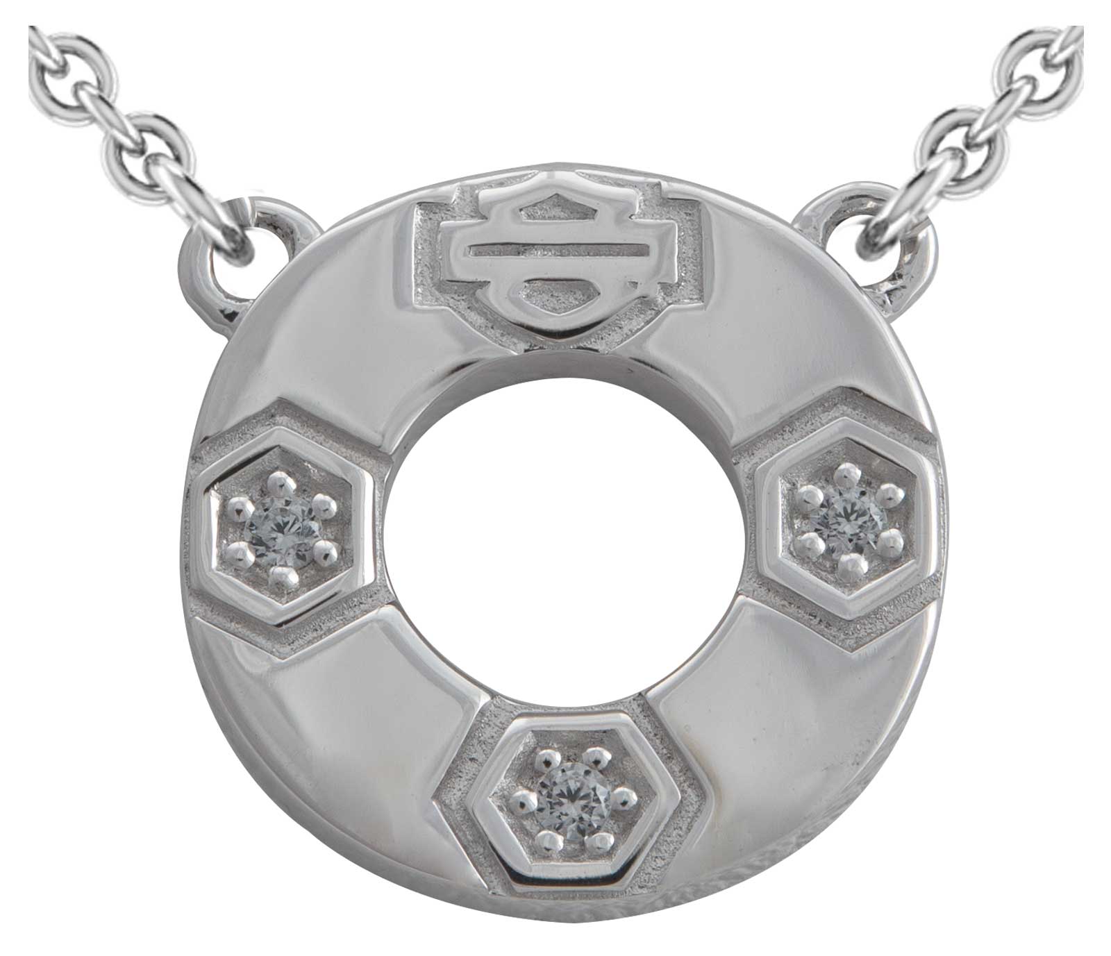 Harley-Davidson Free Shipping - Harley-Davidson Women's Bar & Shield Cirque Circle Necklace - Sterling Silver - Free Shipping on many products plus Orders Over $99