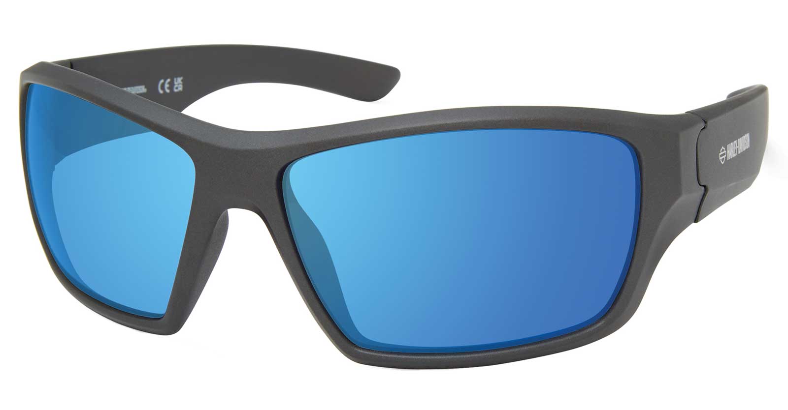 Harley-Davidson Men's Chunky Frame Sunglasses, Blue Frames & Blue Mirror Lenses - Wisconsin Harley-Davidson