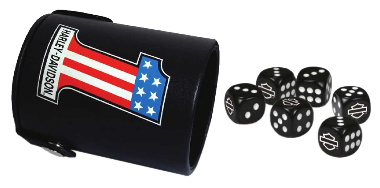 Harley-Davidson® #1 RWB Logo Dice Cup Game Set, Leatherette
