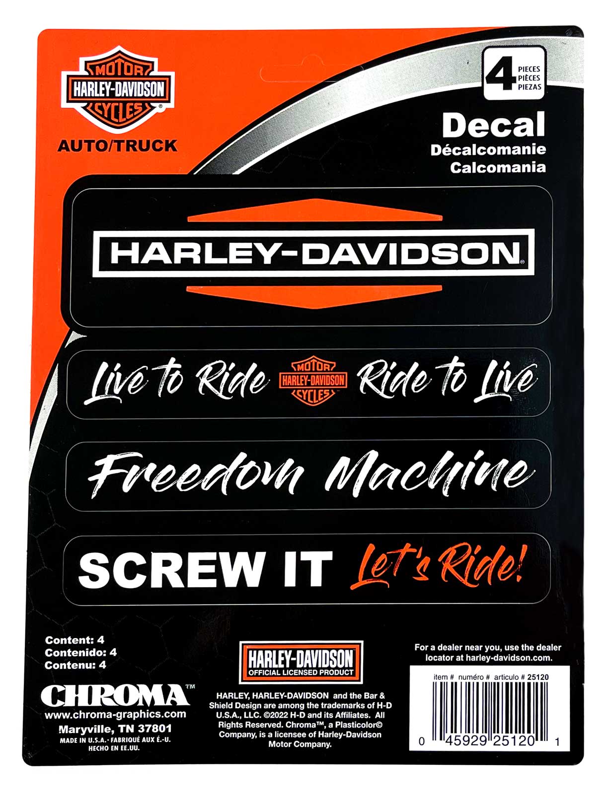 Harley-Davidson® 4-Piece Famous H-D Sayings Decals - 4 Pack - 6 x 8 in.
