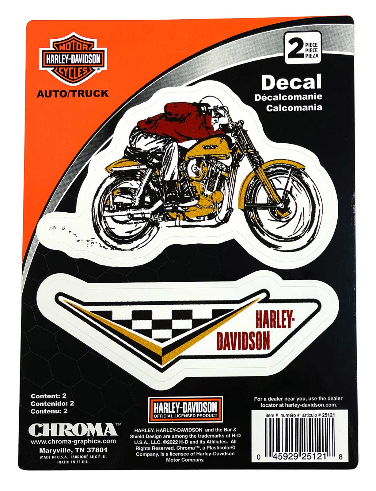 Harley-Davidson 2-Piece Vintage Racing White Decals - 2 Pack - 6 x 8 in. - Wisconsin Harley-Davidson