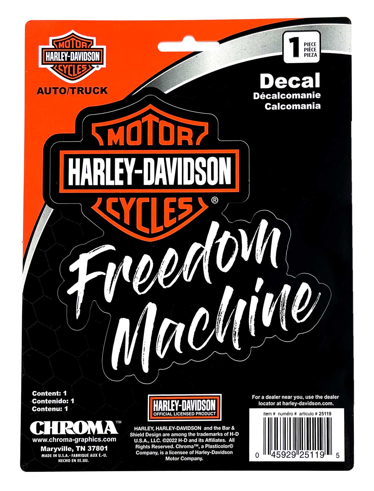 Harley-Davidson Freedom Machine Bar & Shield Logo Decal - Black - 6 x 8 in. - Wisconsin Harley-Davidson