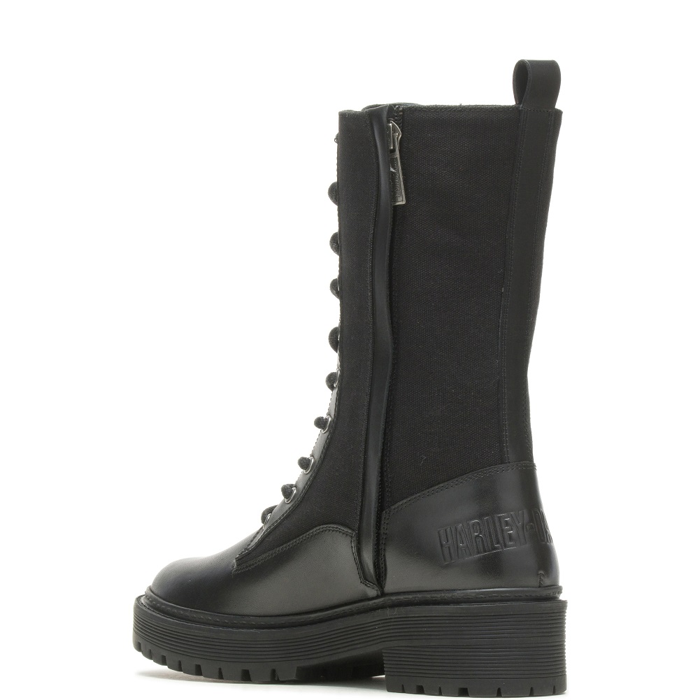 Harley-Davidson Free Shipping - Harley-Davidson Women's Valene 9" Black Leather/Canvas Motorcycle Boots, D84779 - Free Shipping on many products plus Orders Over $99