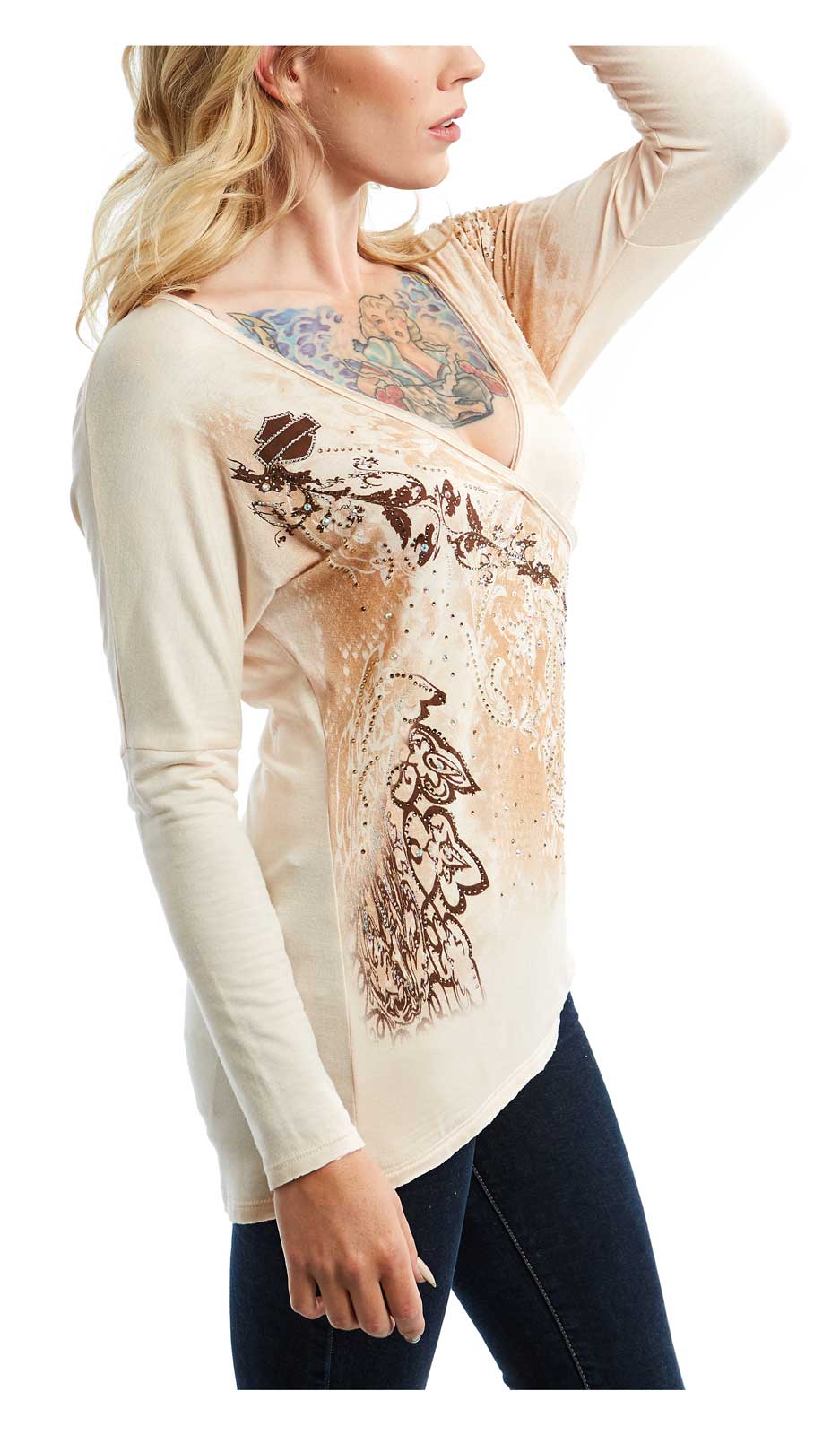 Harley-Davidson® Women's Bling Victorian Elegance V-Neck