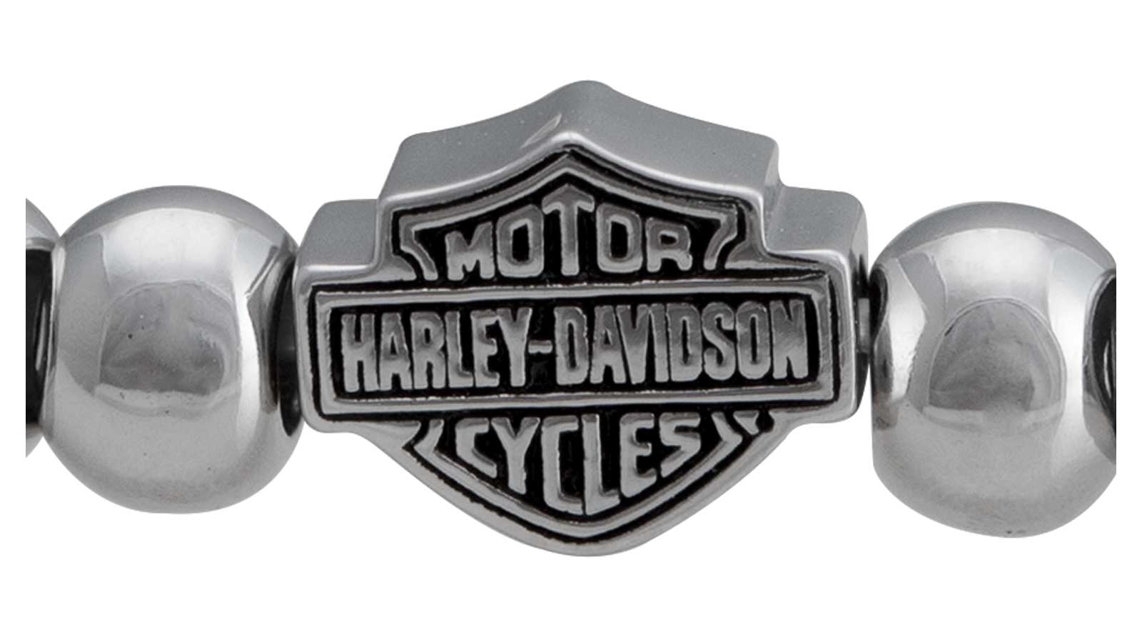 Harley-Davidson Free Shipping - Harley-Davidson Women's Small Beaded Bar & Shield Stretch Bracelet - Silver - Free Shipping on many products plus Orders Over $99