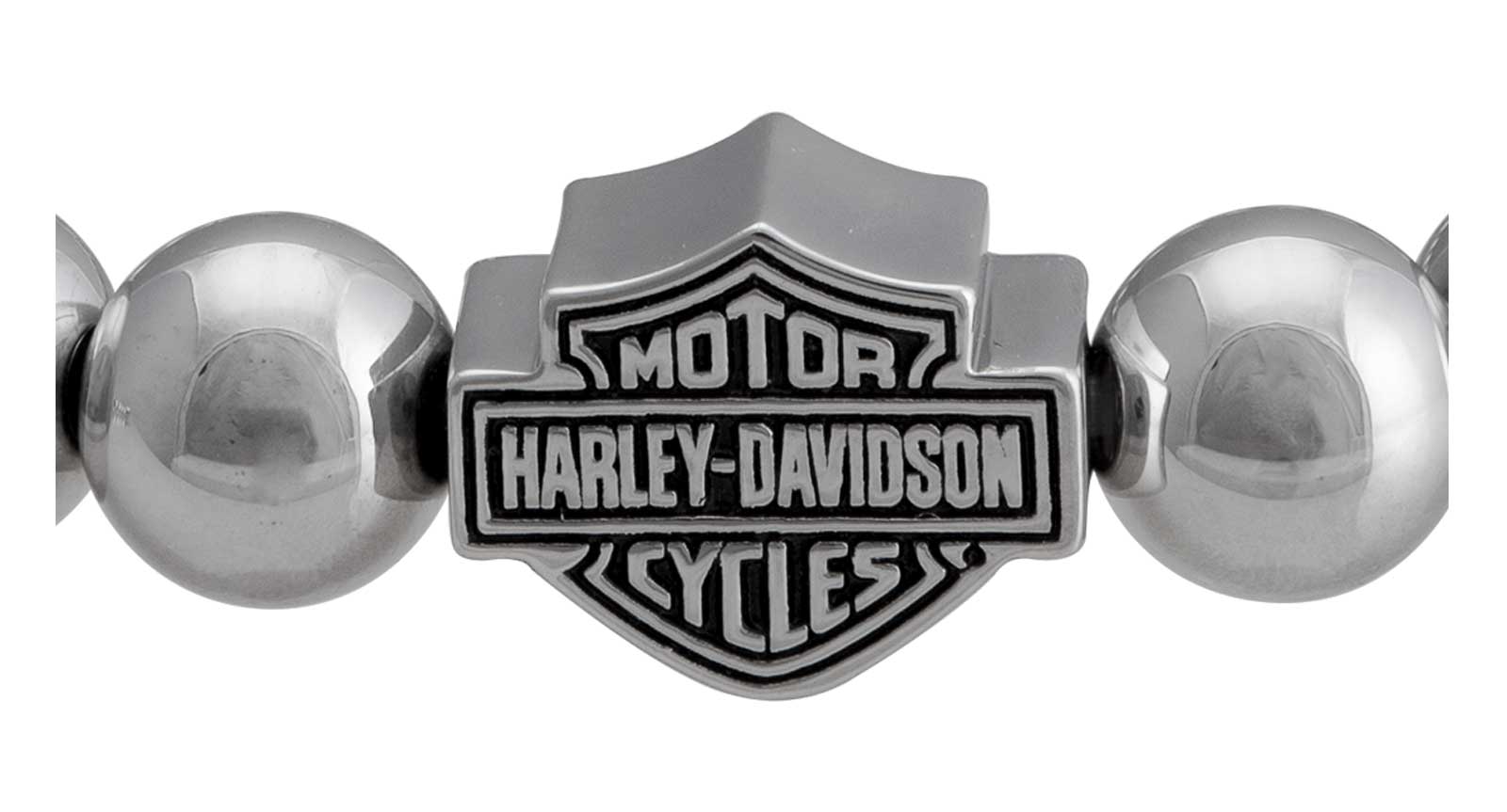 Harley-Davidson Free Shipping - Harley-Davidson Women's Large Beaded Bar & Shield Stretch Bracelet - Silver - Free Shipping on many products plus Orders Over $99