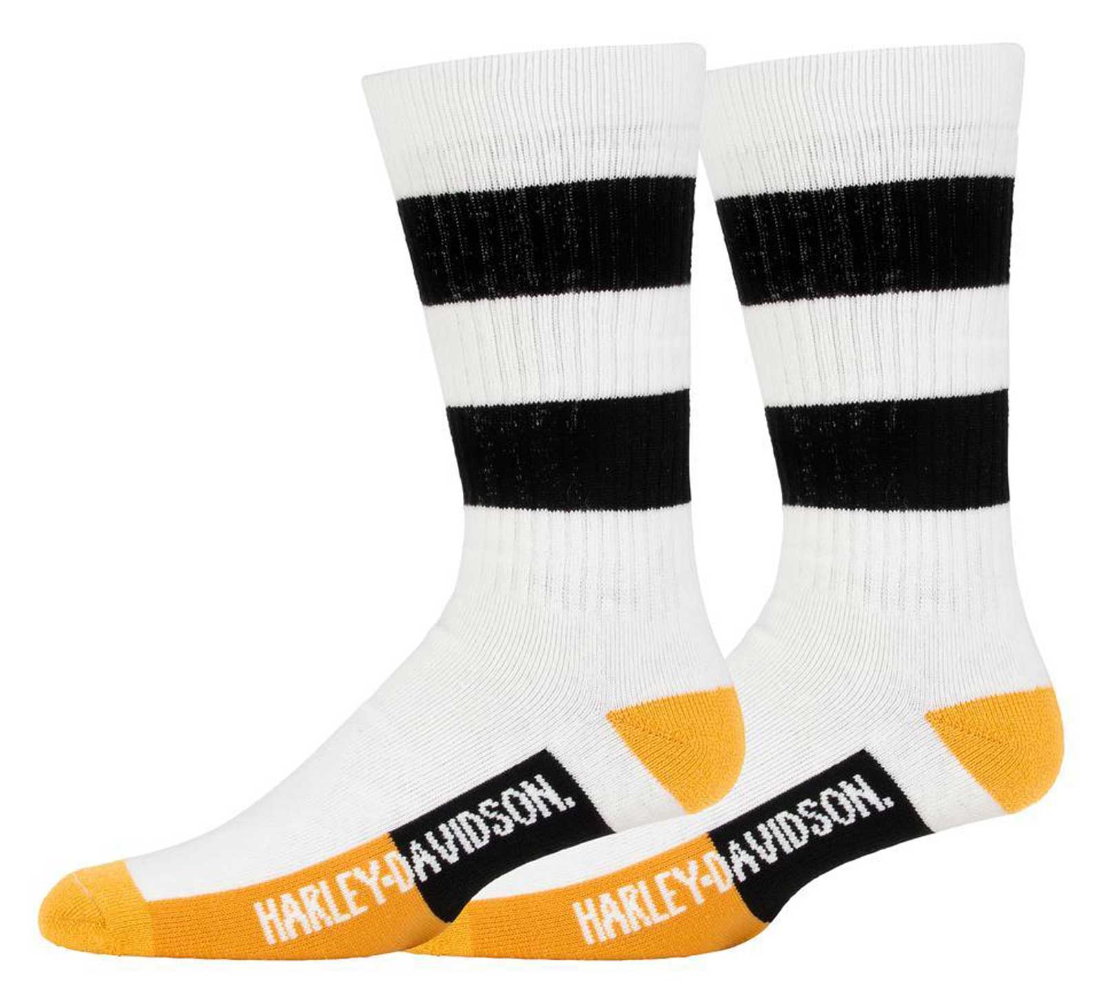 Harley-Davidson Women's 2-Pack Performance Rugby Stripe Crew Riding Socks- White - Wisconsin Harley-Davidson