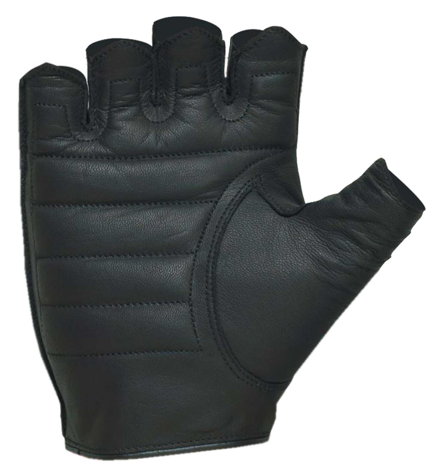 Black leather fingerless gloves