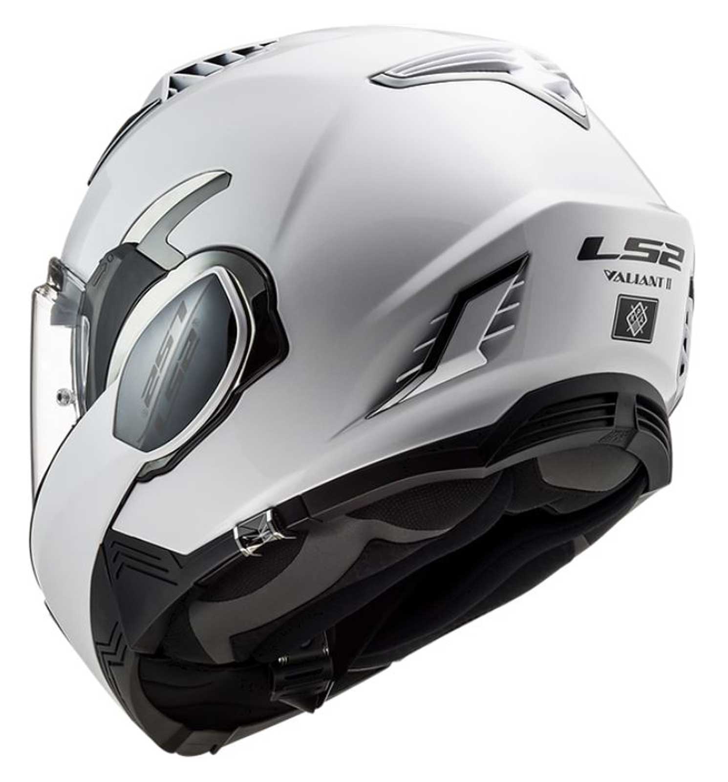 LS2 Helmets Valiant II Modular Motorcycle Sun-Shield Helmet, Solid Gloss White - No Hassle Returns at Wisconsin Harley