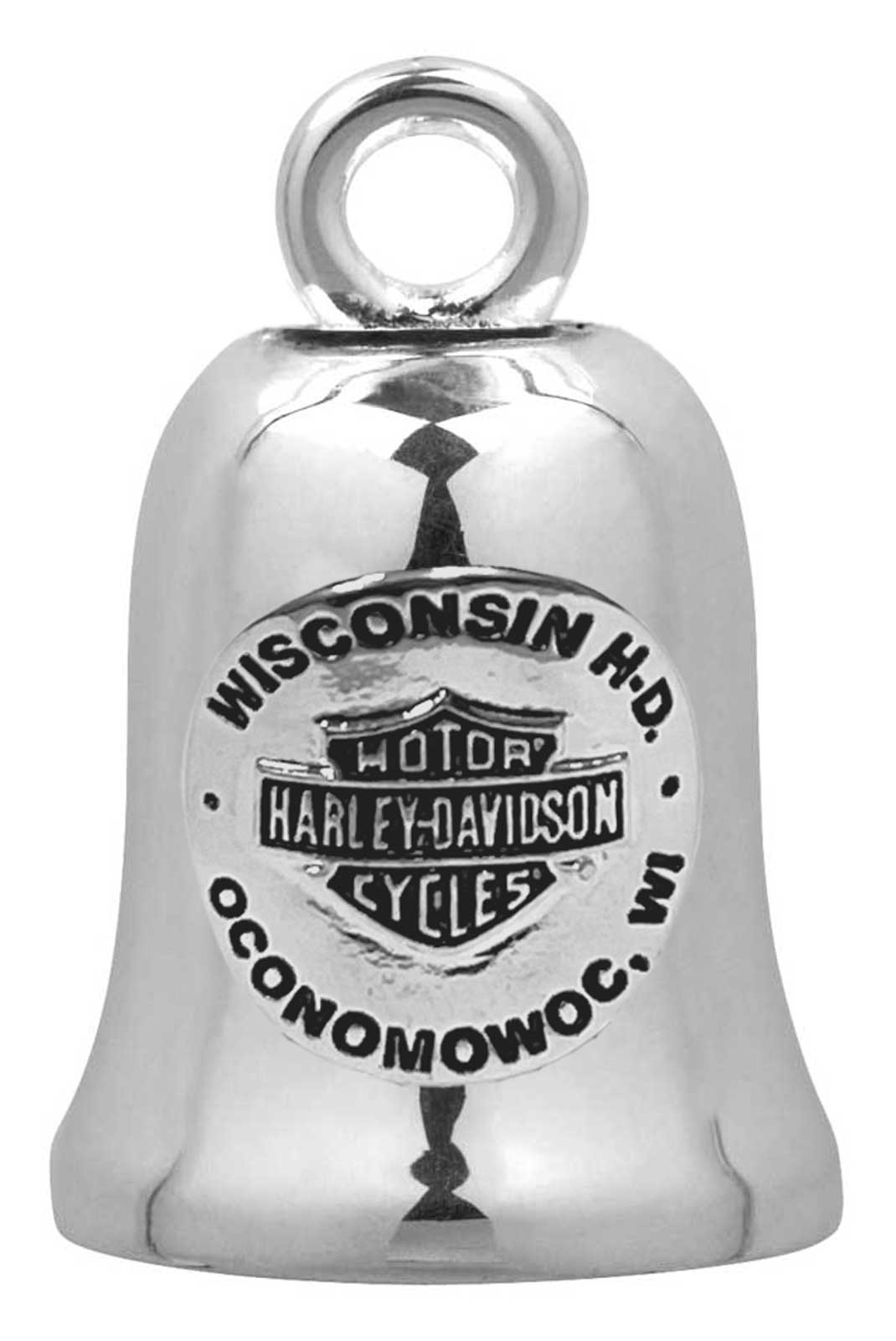 Harley-Davidson Wisconsin H-D Bar & Shield Logo Ride Bell - Silver Finish - Wisconsin Harley-Davidson