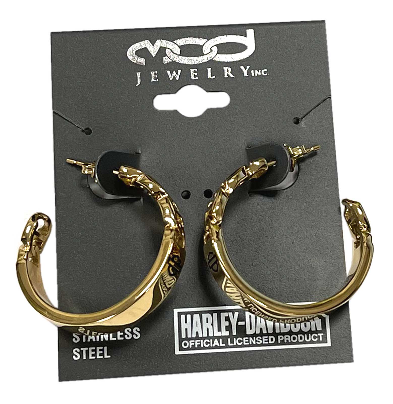 Harley-Davidson Free Shipping - Harley-Davidson Womens B&S Mariner Chain Hoop Earrings - Gold Stainless Steel - Free Shipping on many products plus Orders Over $99