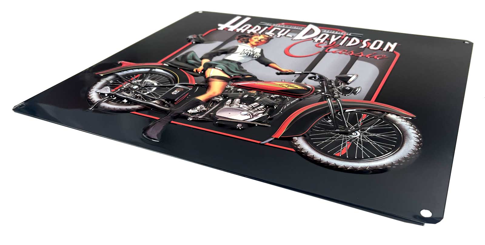 Harley-Davidson Free Shipping - Harley-Davidson Classic Pin Up Babe Embossed Tin Sign, 15 x 13 inches - Black - Free Shipping on many products plus Orders Over $99