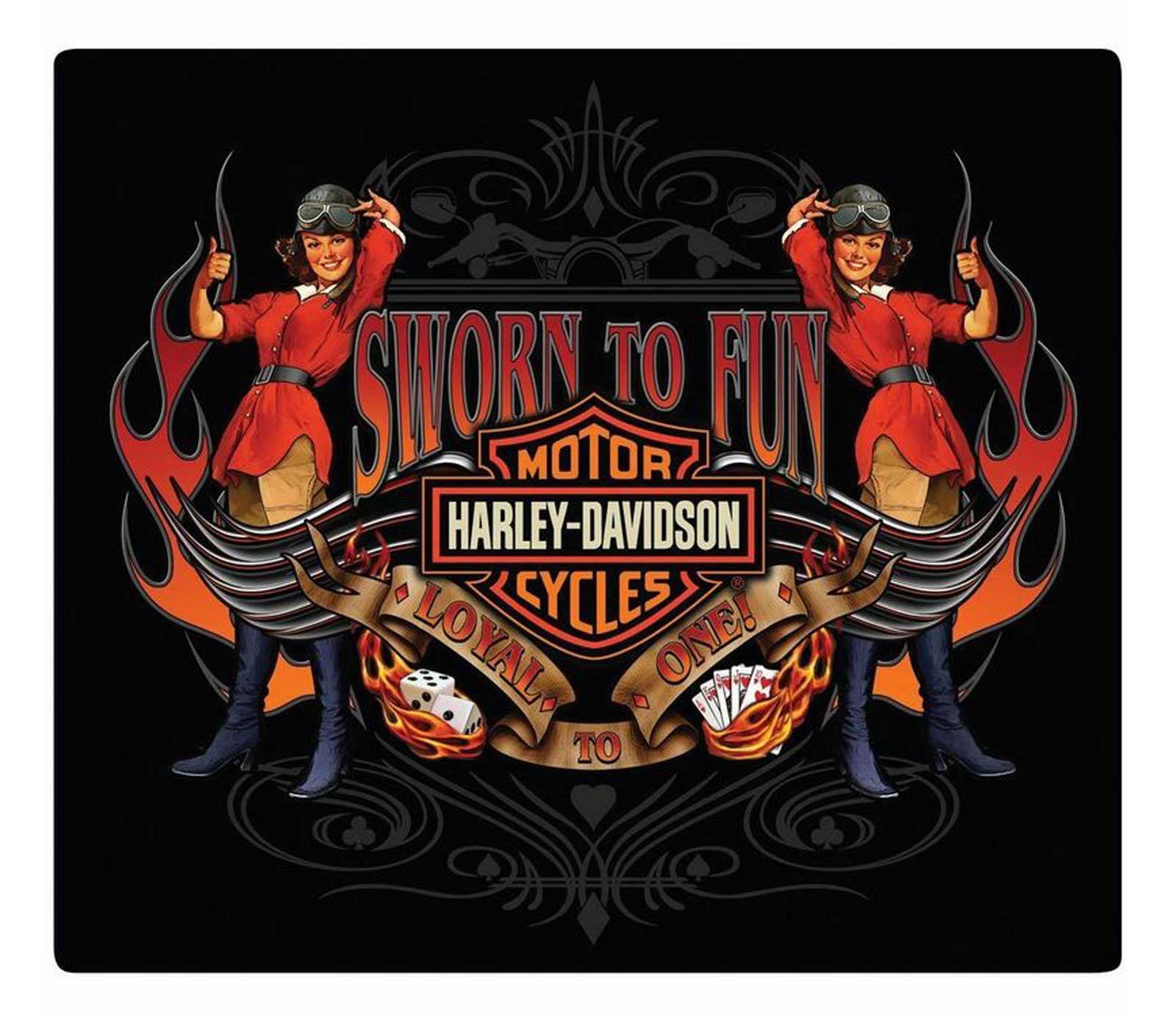 Harley-Davidson® Sworn To Fun Babes Embossed Tin Sign, 15 x