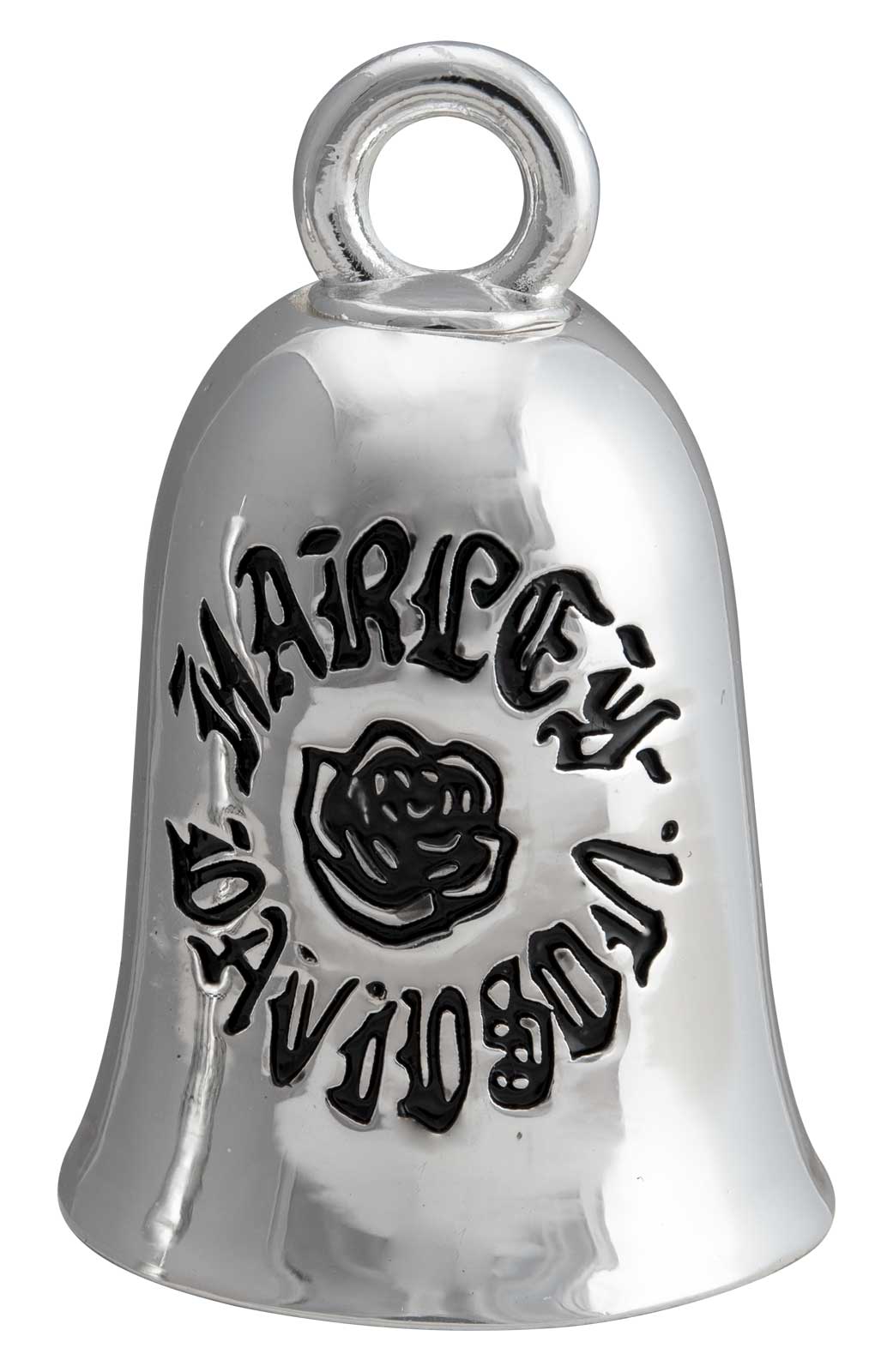 Harley-Davidson Engraved Black Rose H-D Script Ride Bell - Silver Finish - Wisconsin Harley-Davidson