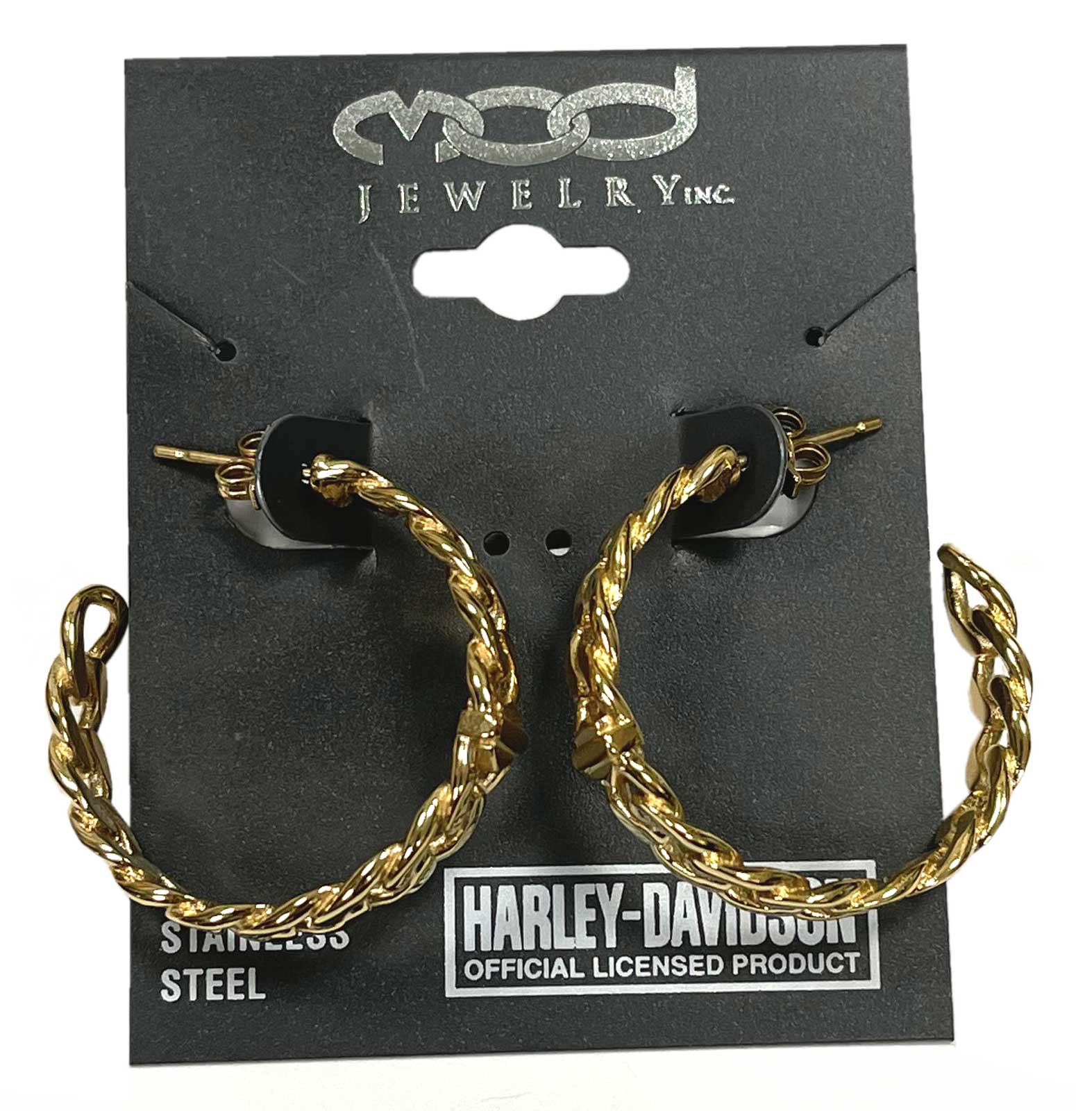 Harley-Davidson Free Shipping - Harley-Davidson Women's Bar & Shield Curb Link Hoop Earrings - Gold Tone - Free Shipping on many products plus Orders Over $99