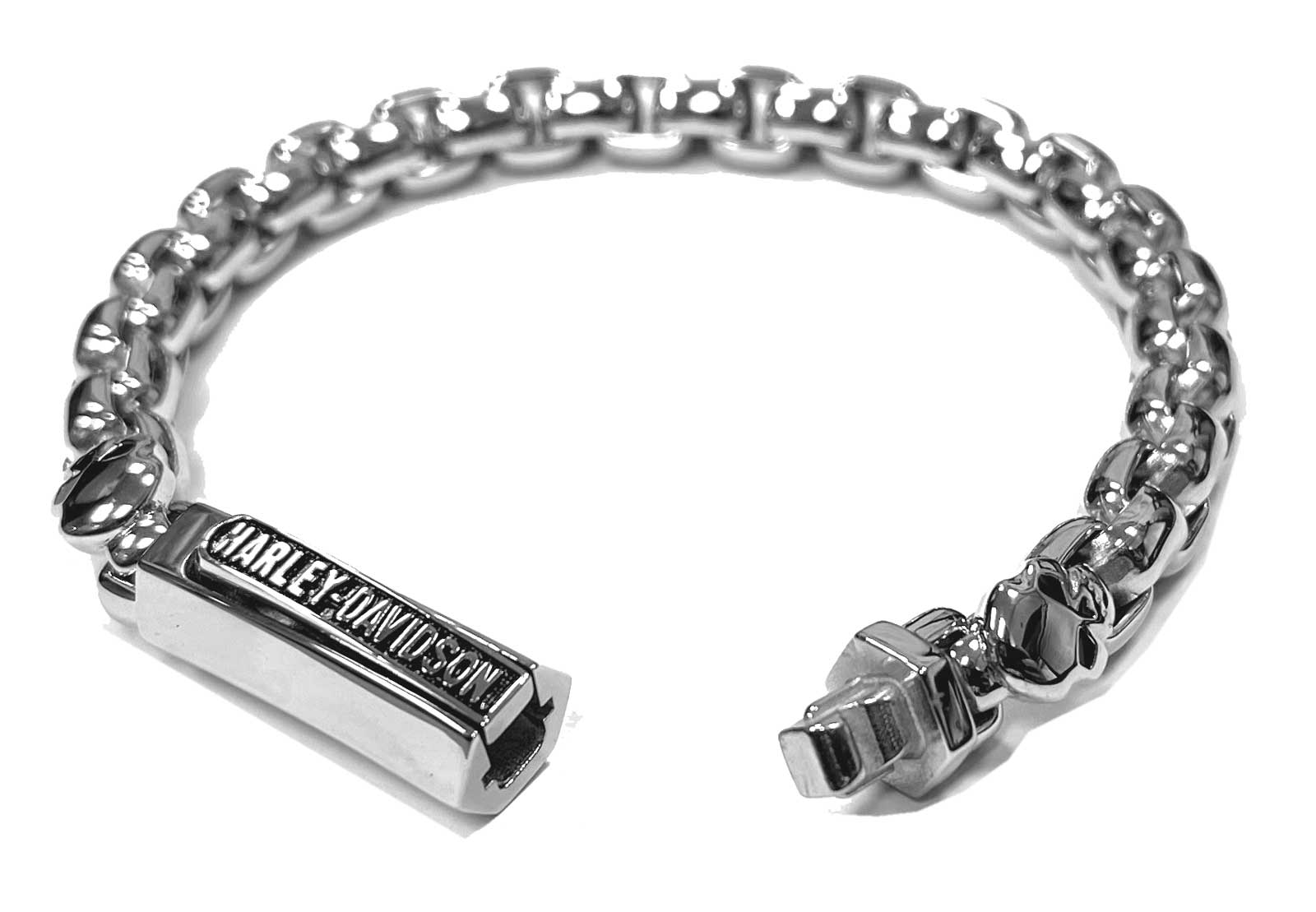 Harley-Davidson Men's Willie G Skull Logos Chain Bracelet - Stainless Steel - No Hassle Returns at Wisconsin Harley