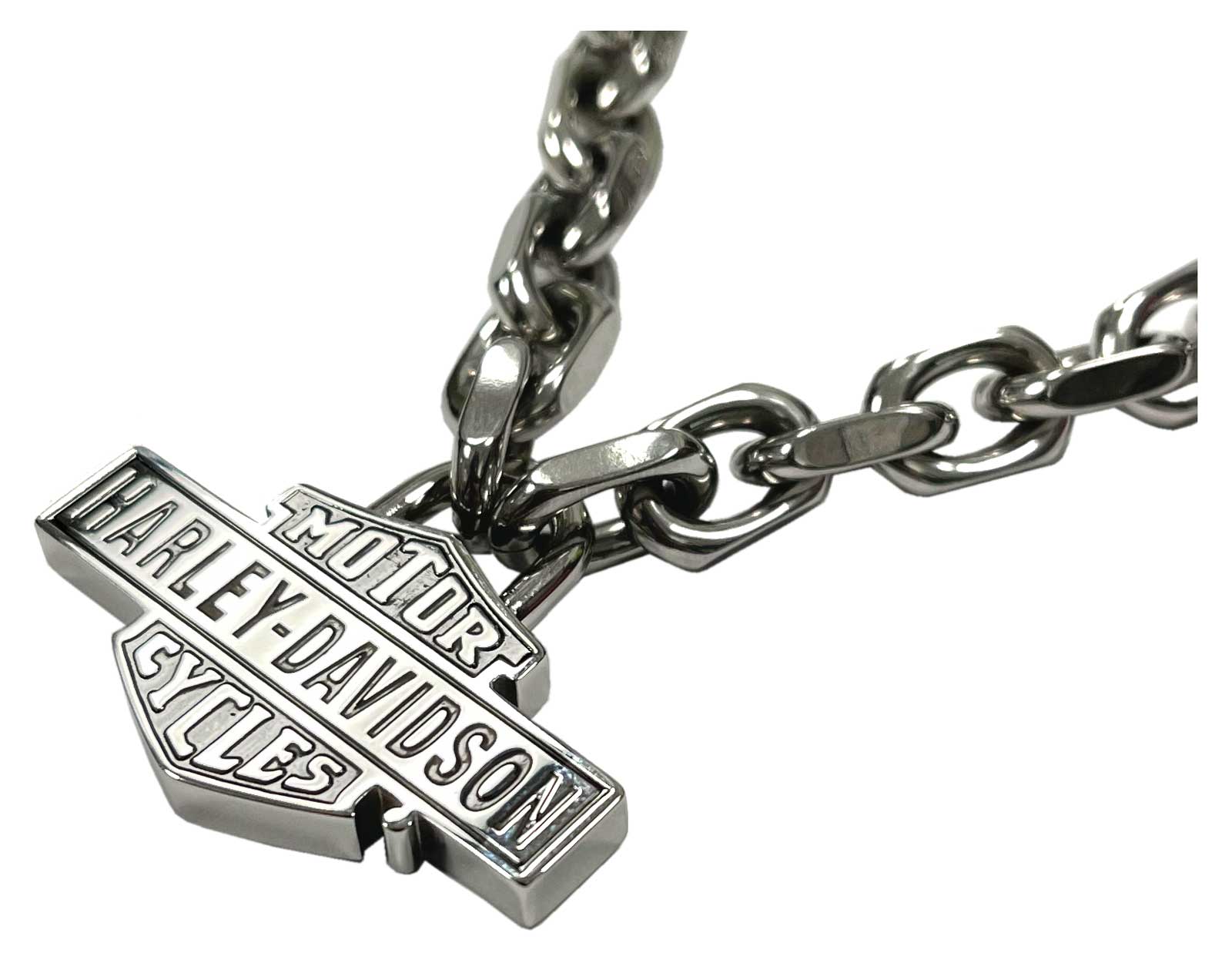 Harley-Davidson Men's Vintage Bar & Shield Large Link Necklace - Stainless Steel - No Hassle Returns at Wisconsin Harley