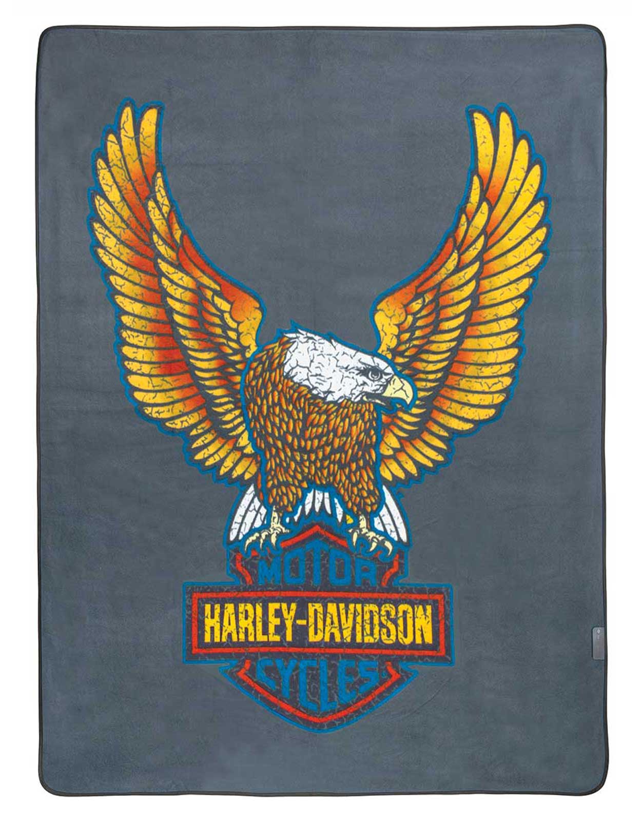Harley Davidson blanket ブランケット LARGE Harley Davidson Fleece Throw Blanket Black Orange