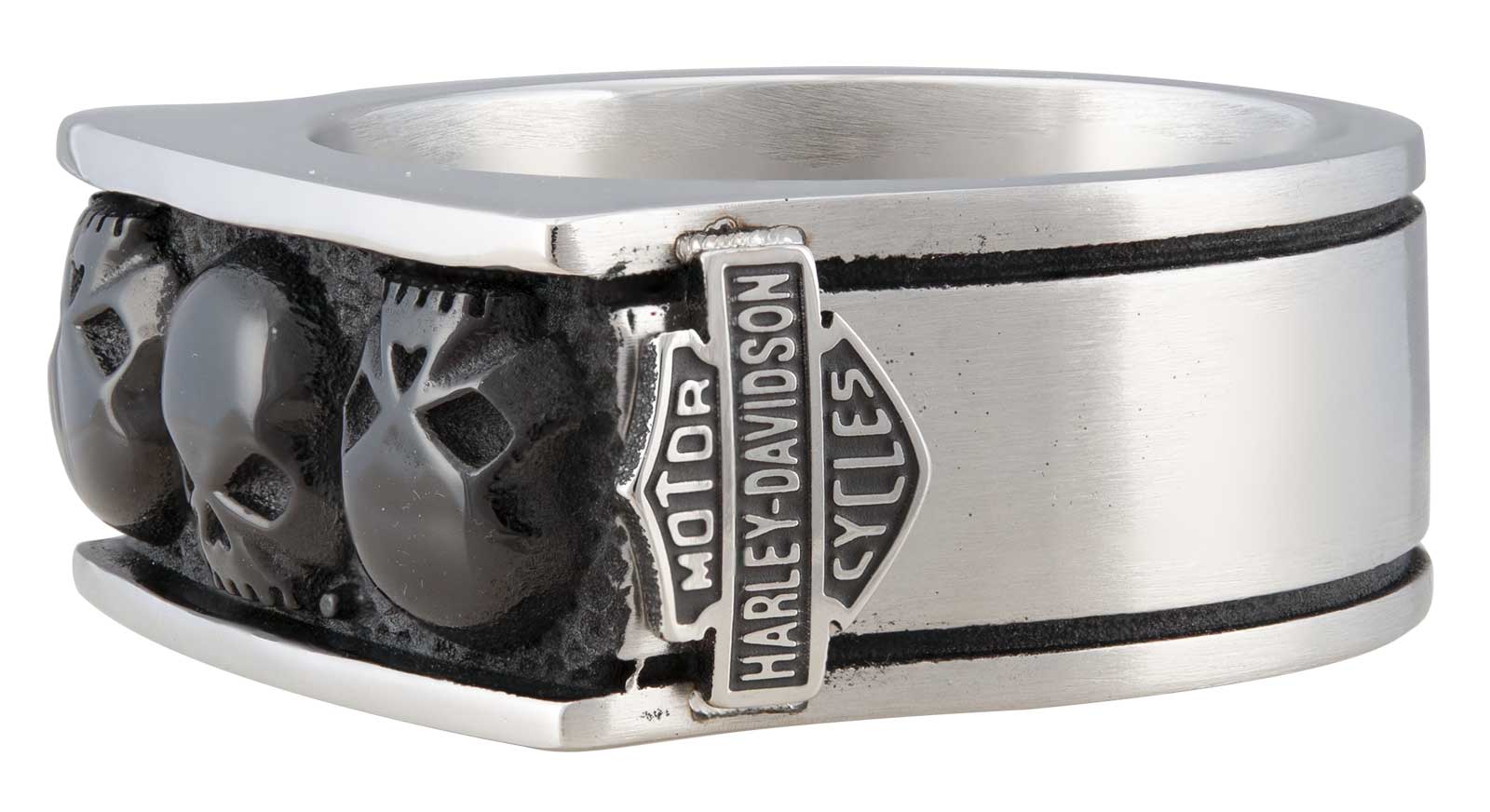Harley-Davidson Men's Multiple Willie G Skull B&S Signet Ring, Stainless Steel - Wisconsin Harley-Davidson