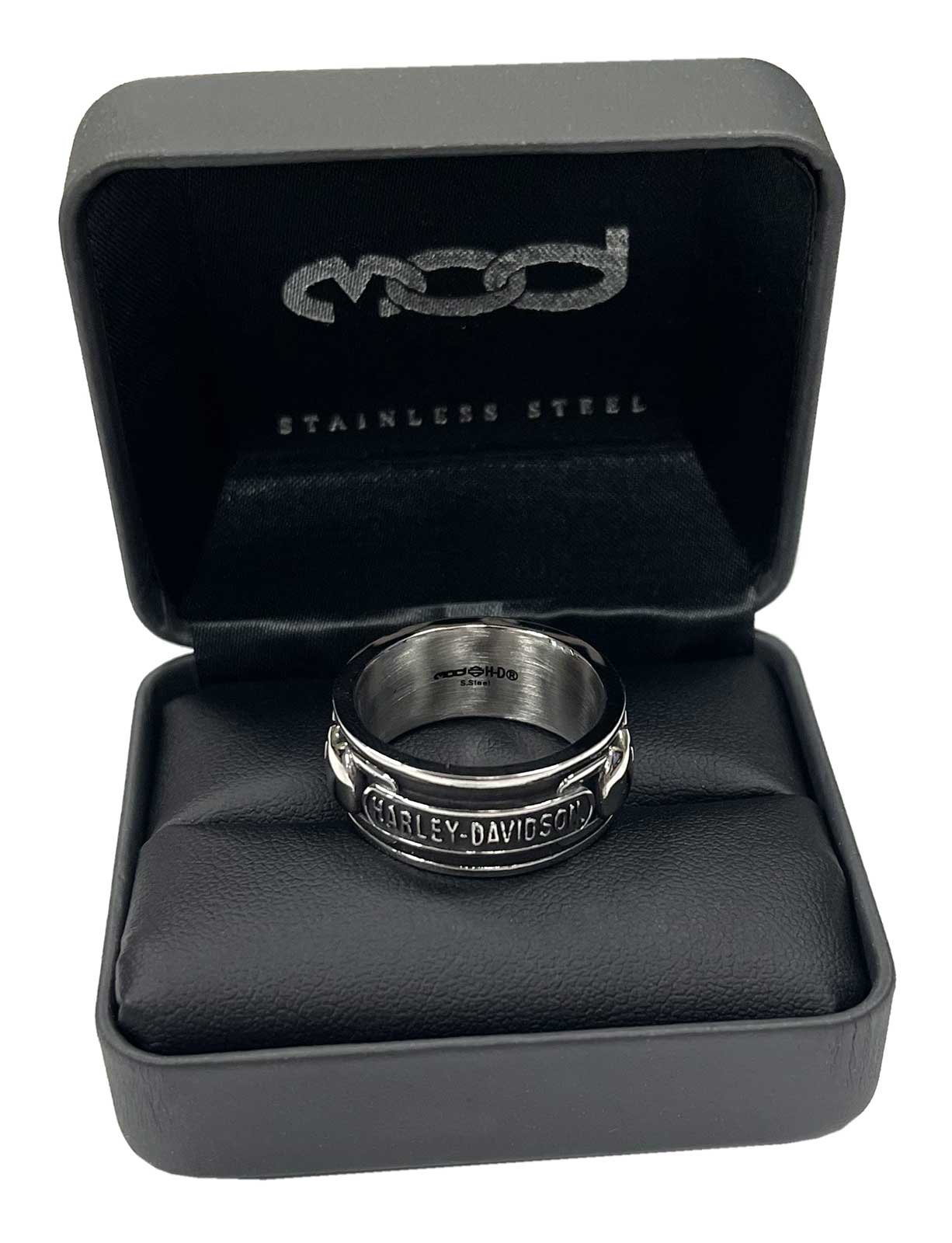 Harley-Davidson Men's Willie G Skull & Chain Band Ring, Stainless Steel - No Hassle Returns at Wisconsin Harley