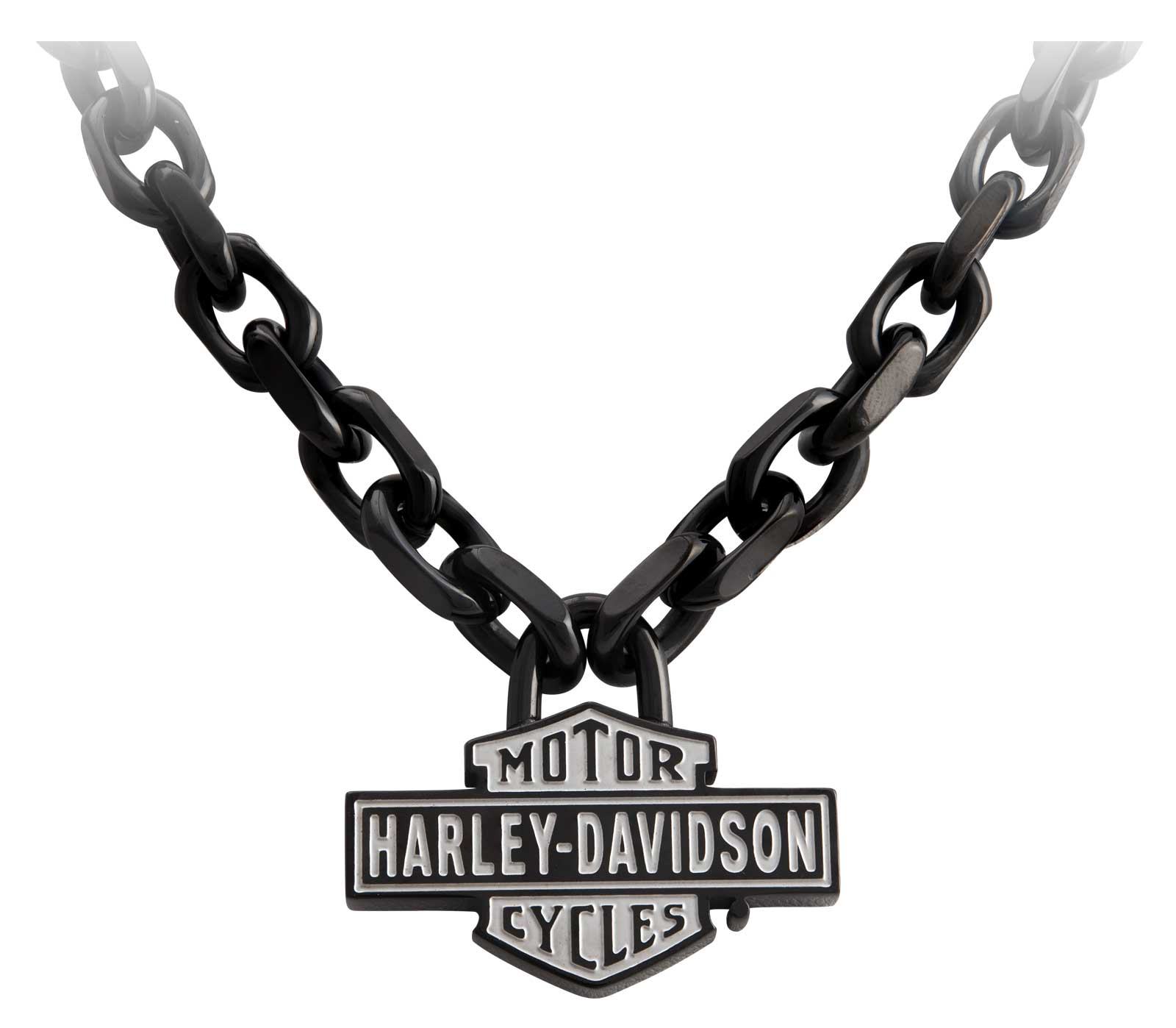 Harley-Davidson Steel Link Harley-Davidson® - Stainless Black Large Men\'s Necklace - Vintage B&S Wisconsin