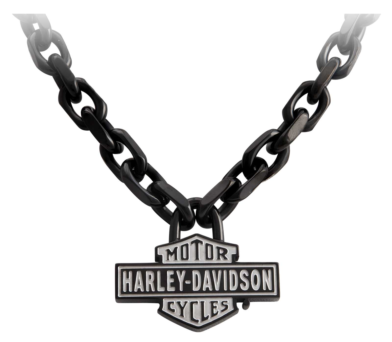 Harley-Davidson Men's Vintage B&S Large Link Necklace - Black Stainless Steel - Wisconsin Harley-Davidson