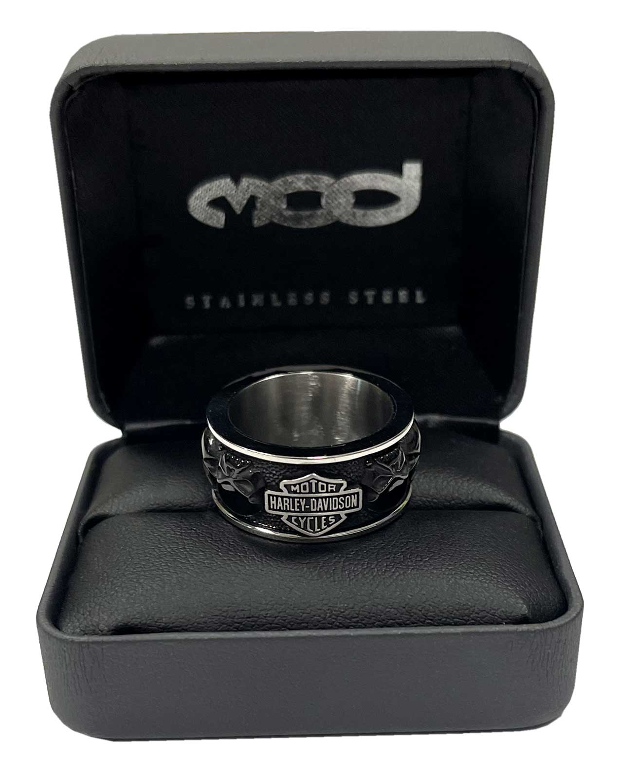 Harley-Davidson Men's Multiple Willie G Skull B&S Band Ring, Stainless Steel - No Hassle Returns at Wisconsin Harley