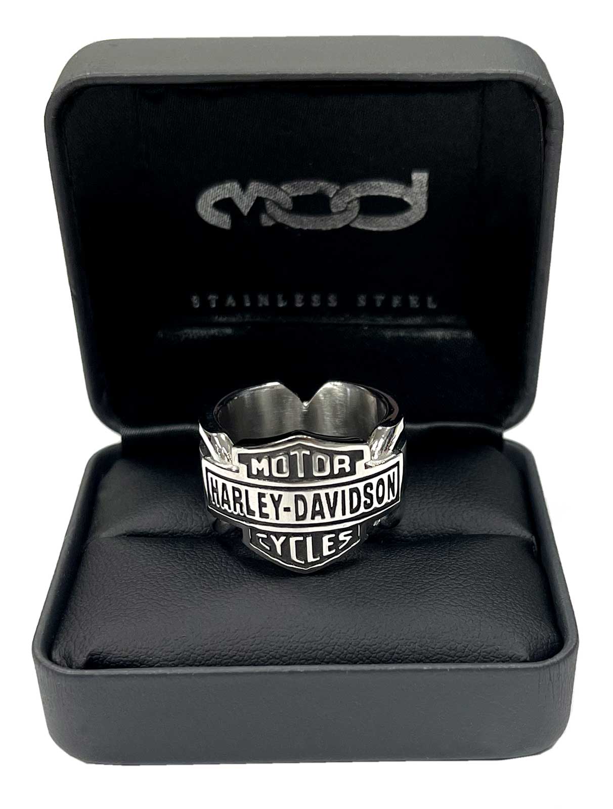 Harley-Davidson Men's Vintage Bar & Shield Striped Ring, Stainless Steel - No Hassle Returns at Wisconsin Harley