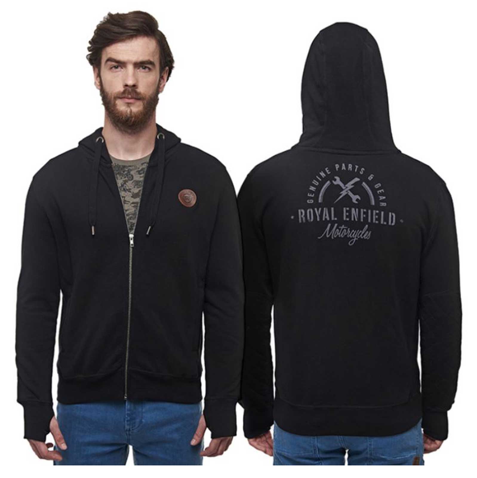 Harley-Davidson Free Shipping - Royal Enfield REMC Garage Logo Rugged Full-Zip Hooded Sweatshirt - Black - Free Shipping on many products plus Orders Over $99